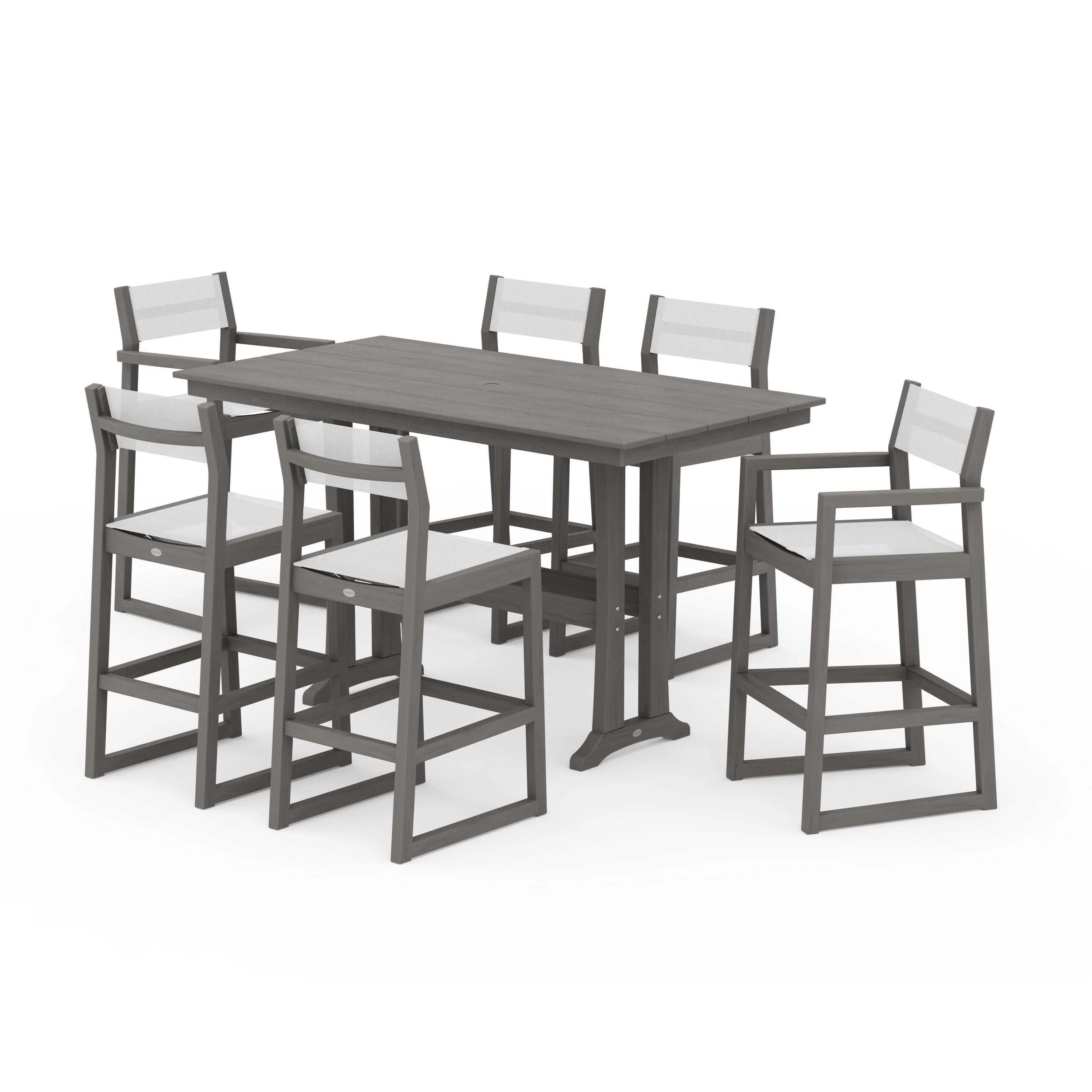 EDGE Sling 7-Piece Farmhouse Bar Set with Trestle Legs - Image 141