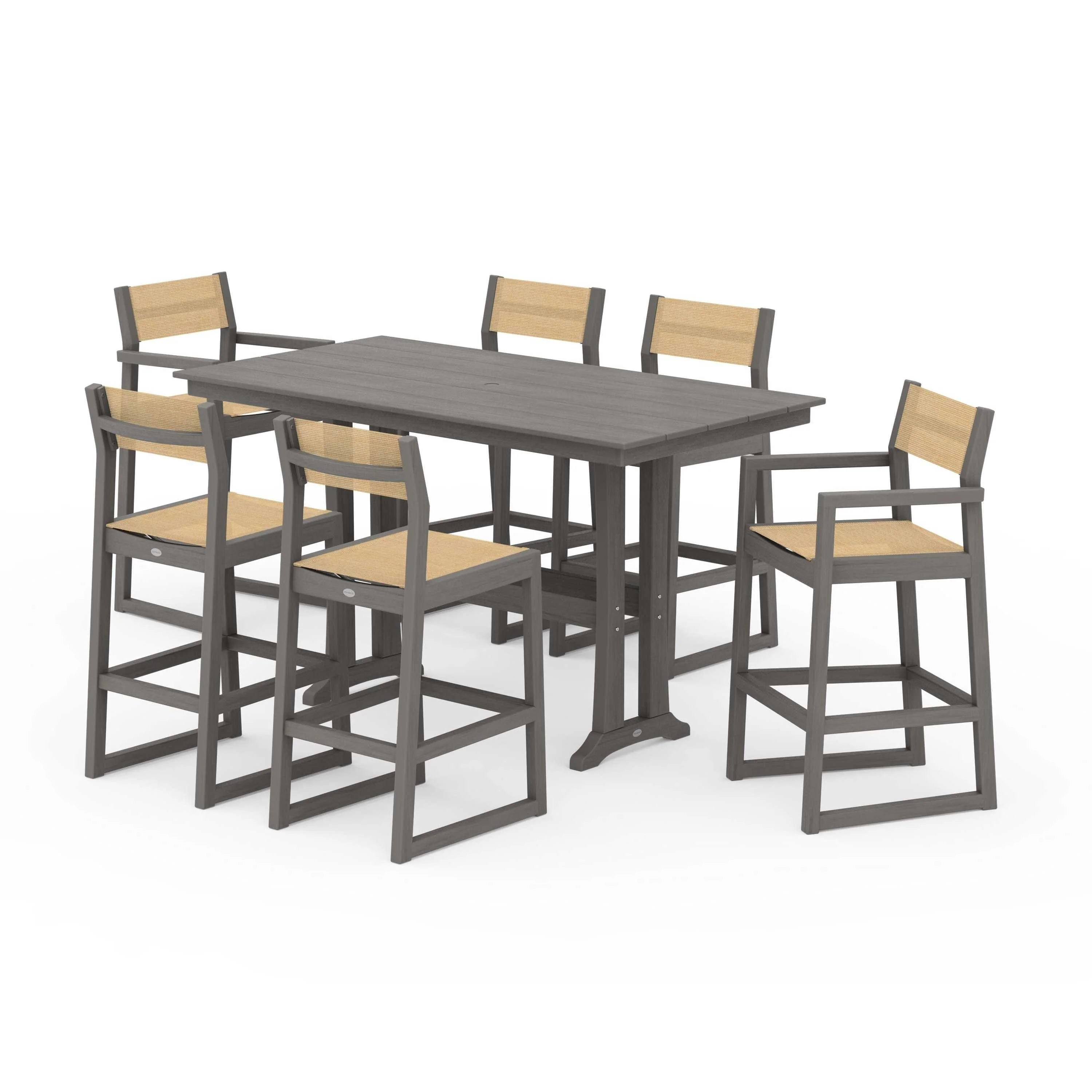 EDGE Sling 7-Piece Farmhouse Bar Set with Trestle Legs - Image 143