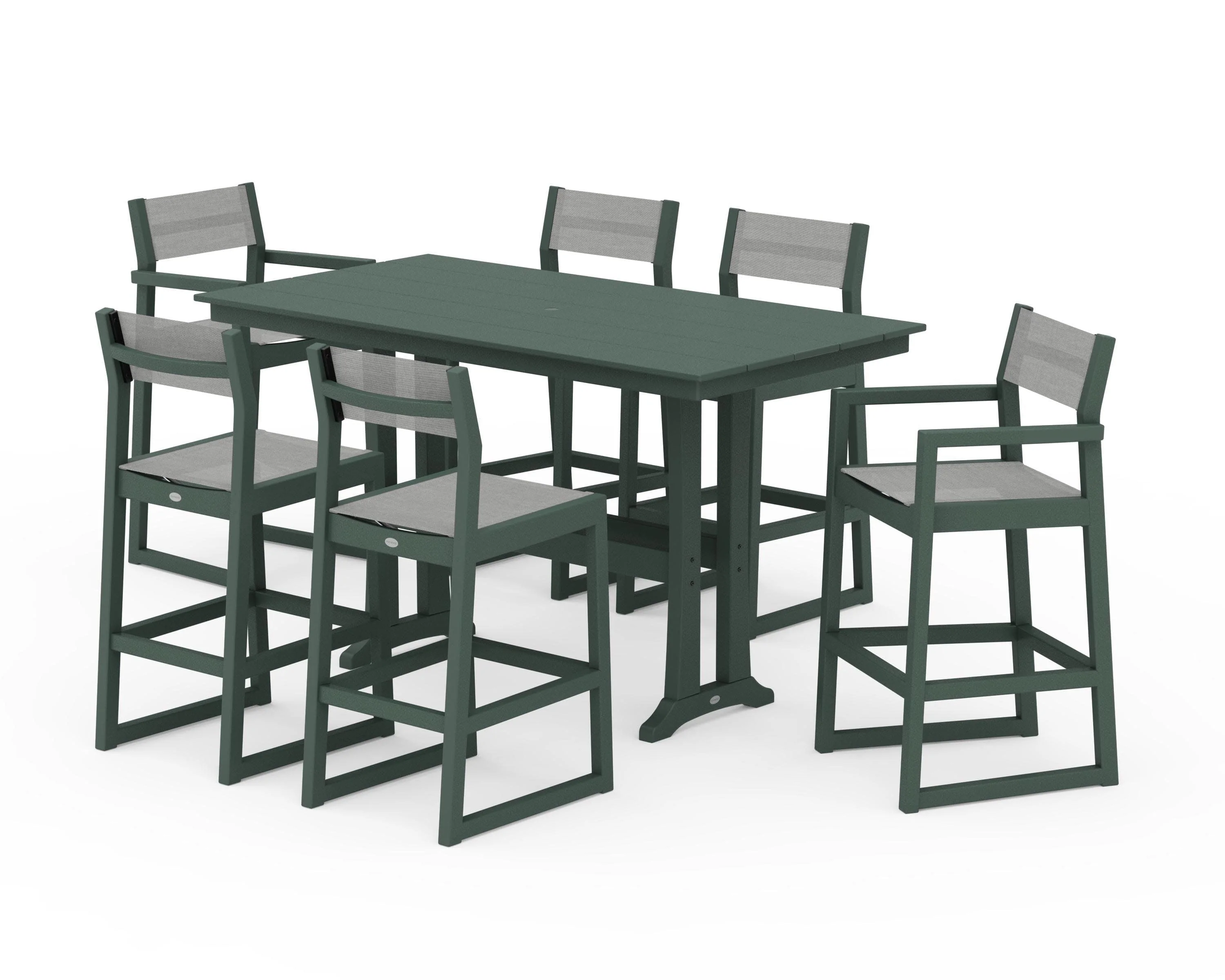 EDGE Sling 7-Piece Farmhouse Bar Set with Trestle Legs - Image 15