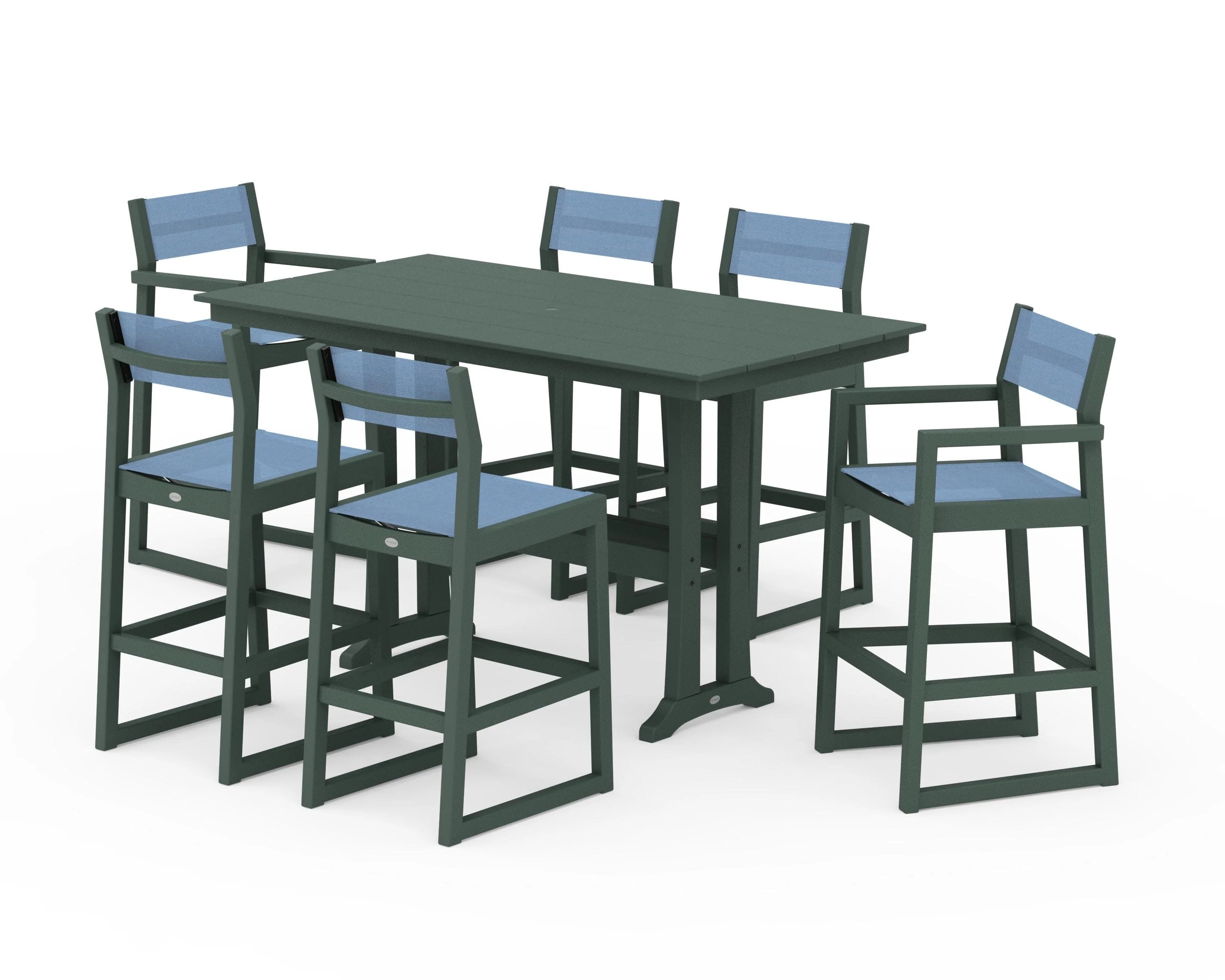 EDGE Sling 7-Piece Farmhouse Bar Set with Trestle Legs - Image 16