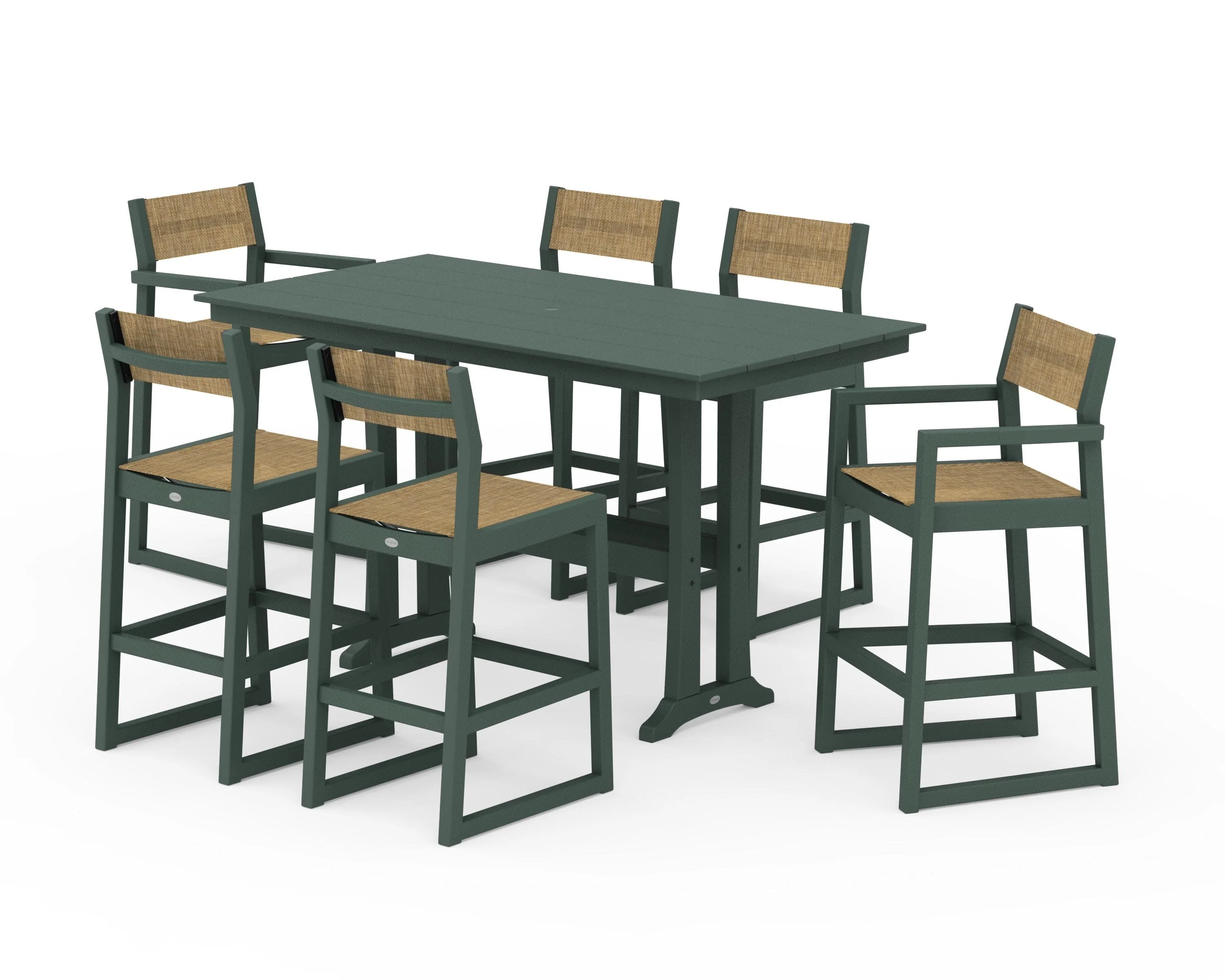 EDGE Sling 7-Piece Farmhouse Bar Set with Trestle Legs - Image 17
