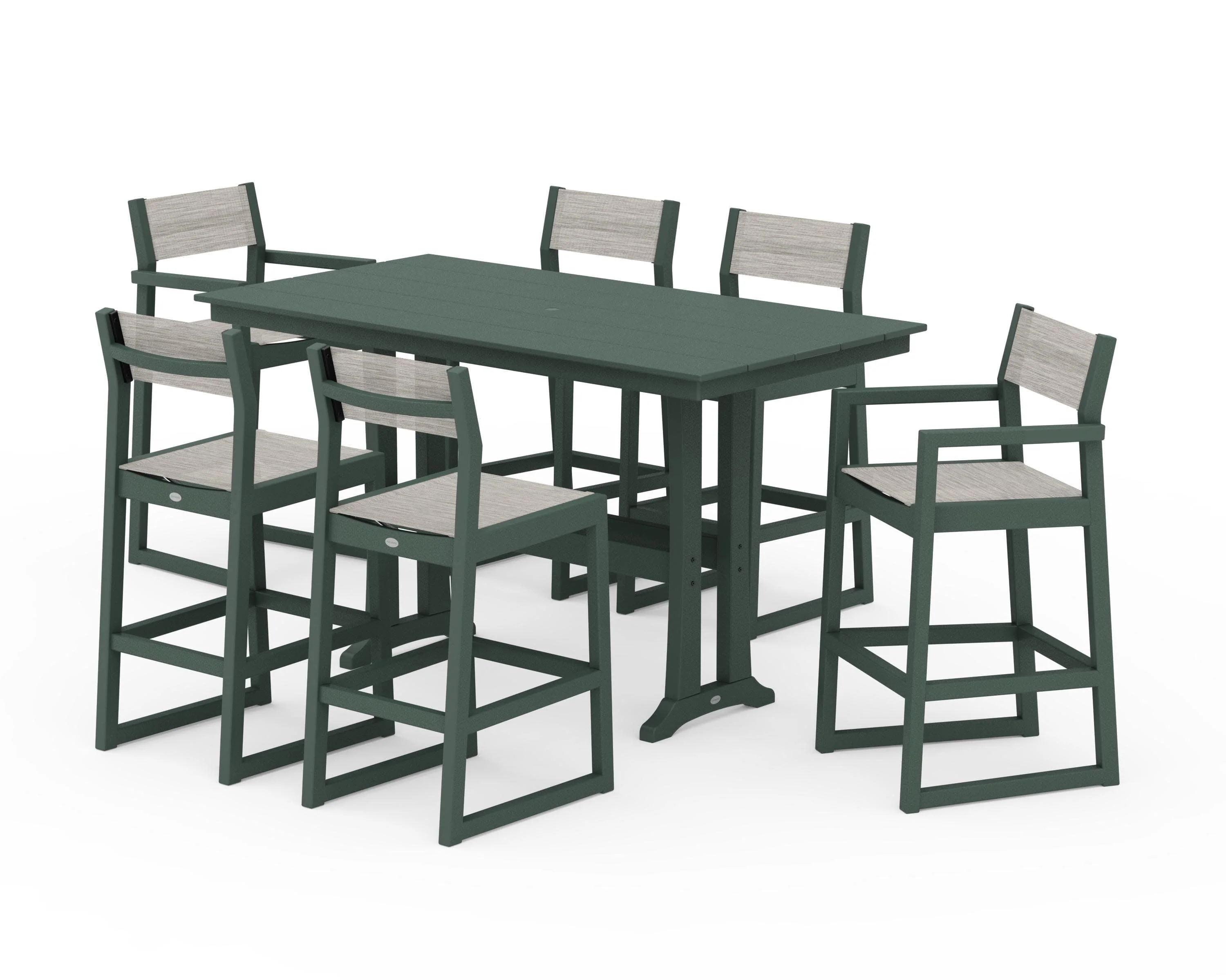EDGE Sling 7-Piece Farmhouse Bar Set with Trestle Legs - Image 19