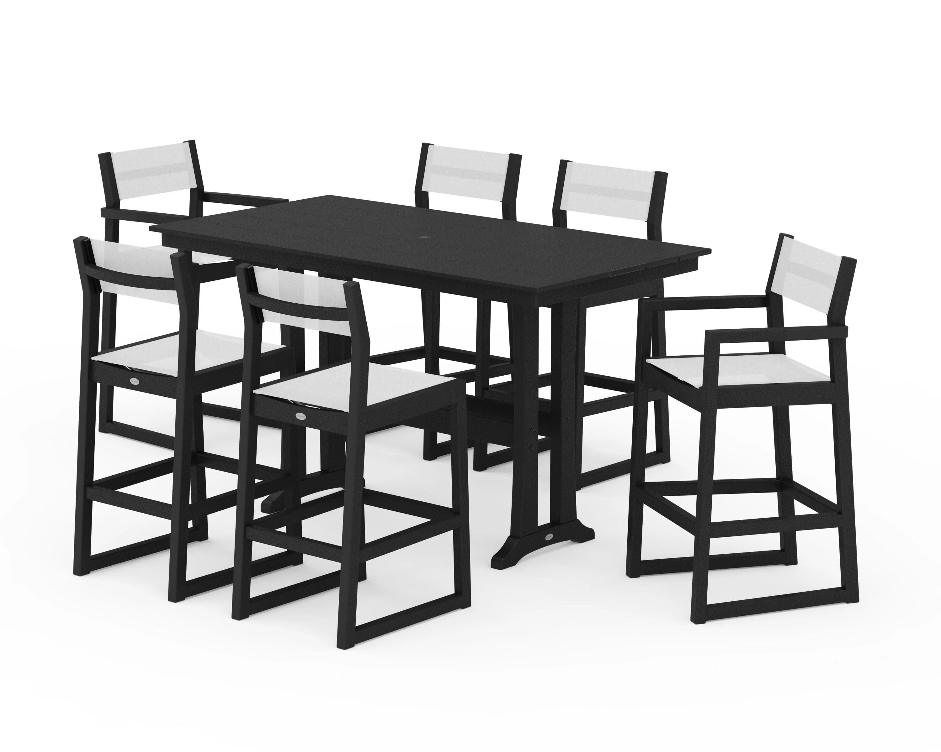 EDGE Sling 7-Piece Farmhouse Bar Set with Trestle Legs - Image 2