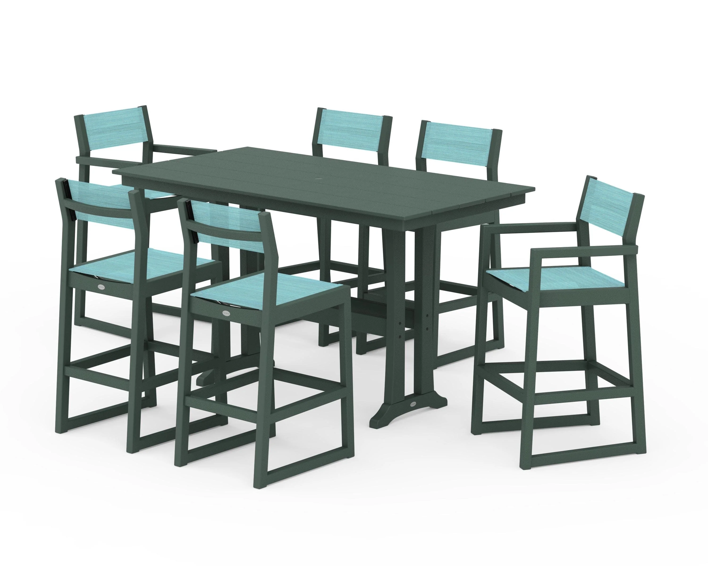 EDGE Sling 7-Piece Farmhouse Bar Set with Trestle Legs - Image 20