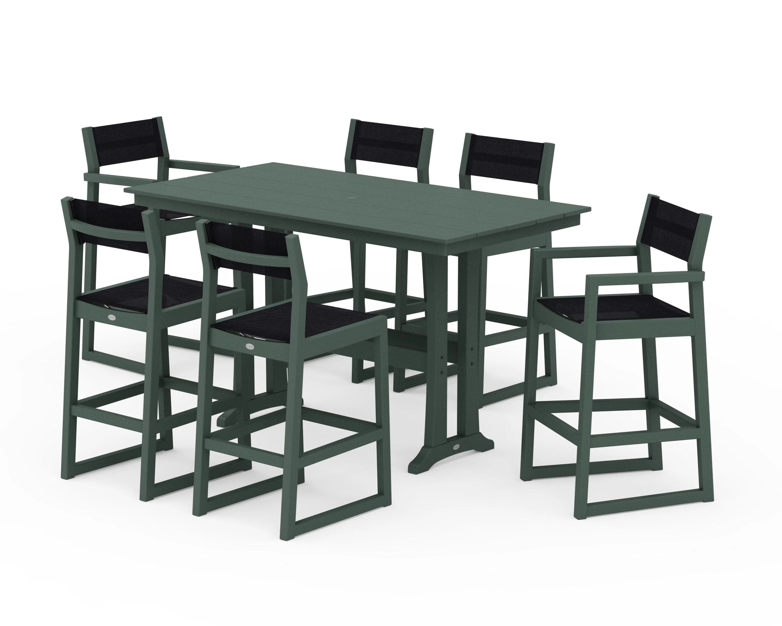 EDGE Sling 7-Piece Farmhouse Bar Set with Trestle Legs - Image 21