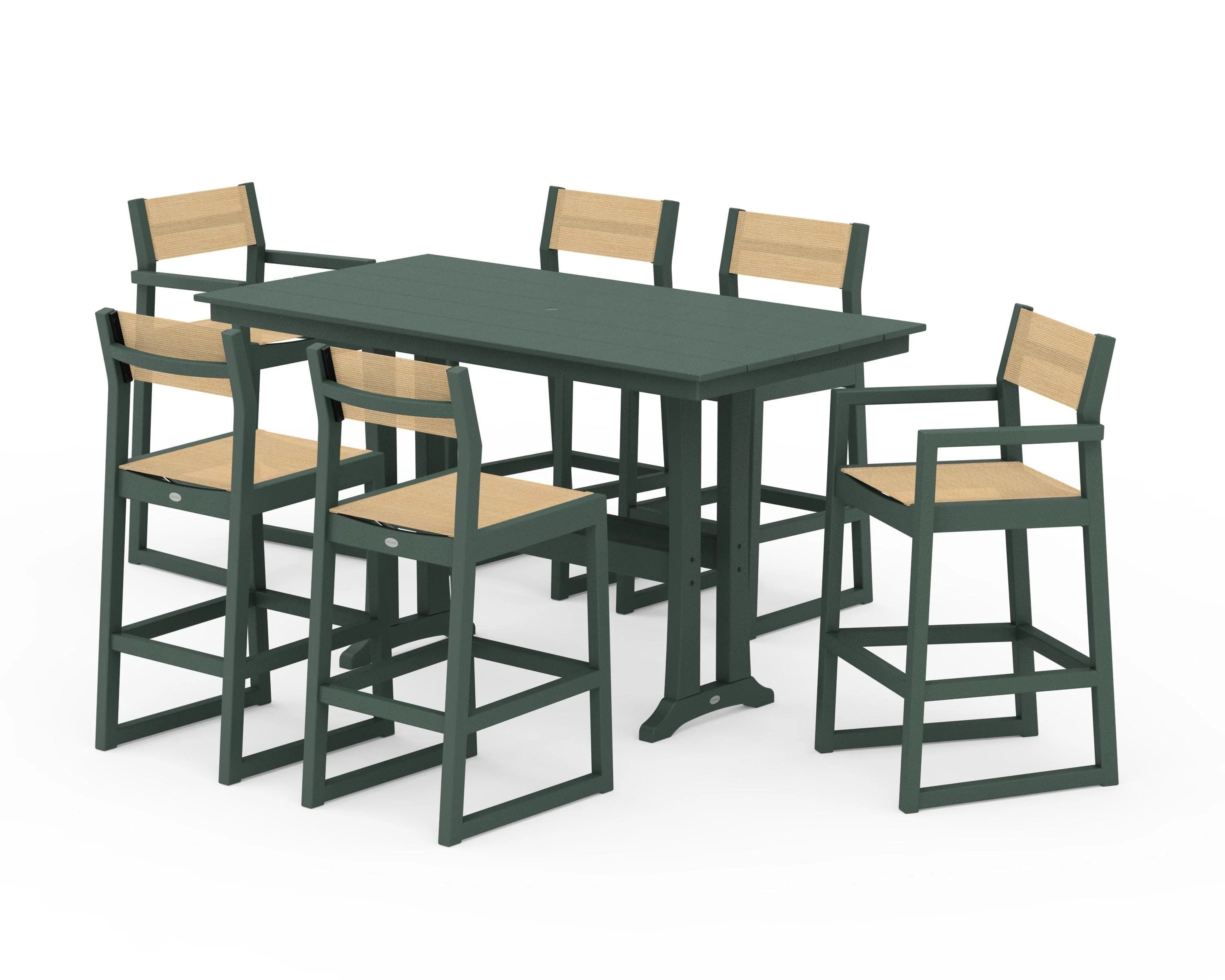 EDGE Sling 7-Piece Farmhouse Bar Set with Trestle Legs - Image 22