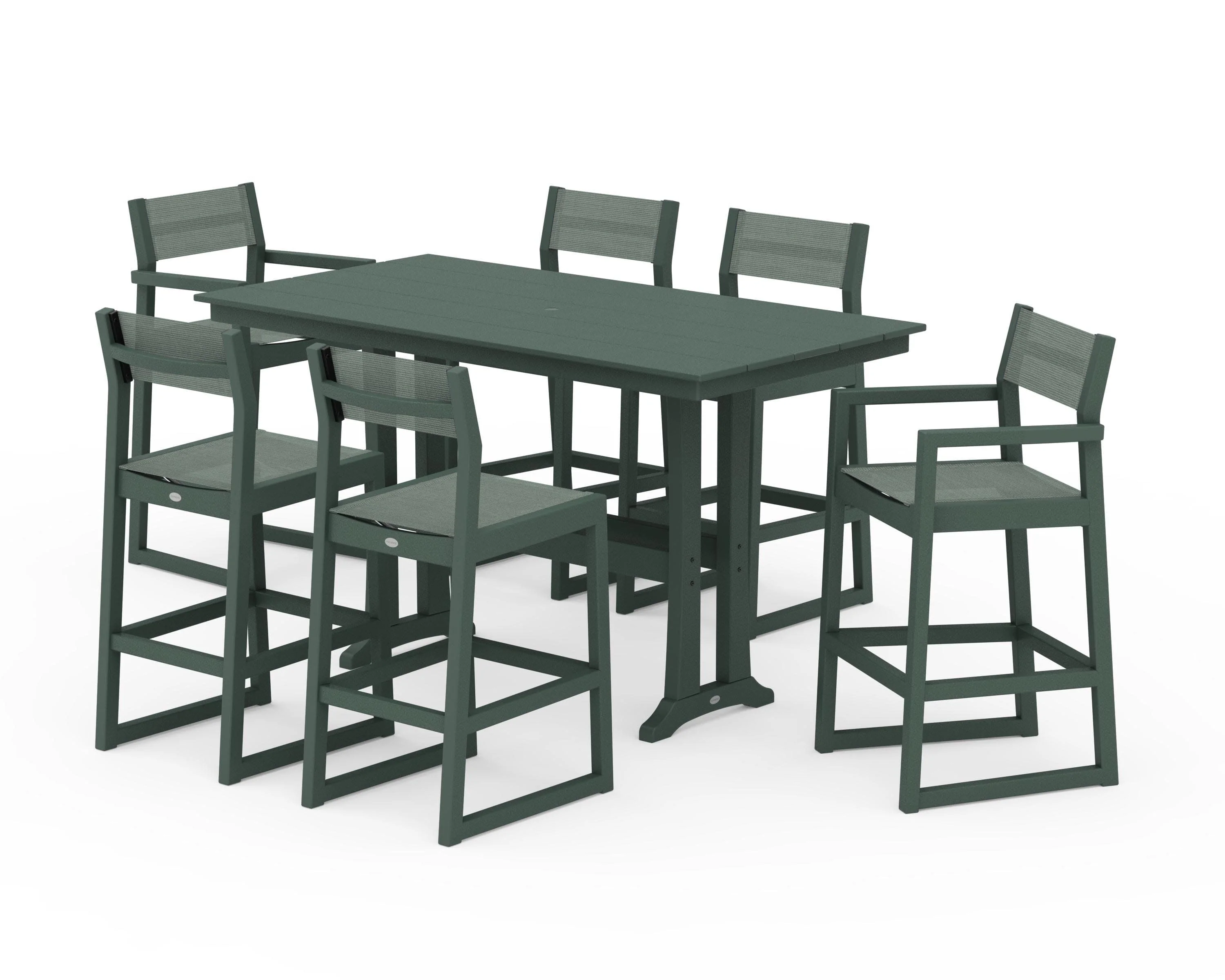 EDGE Sling 7-Piece Farmhouse Bar Set with Trestle Legs - Image 23
