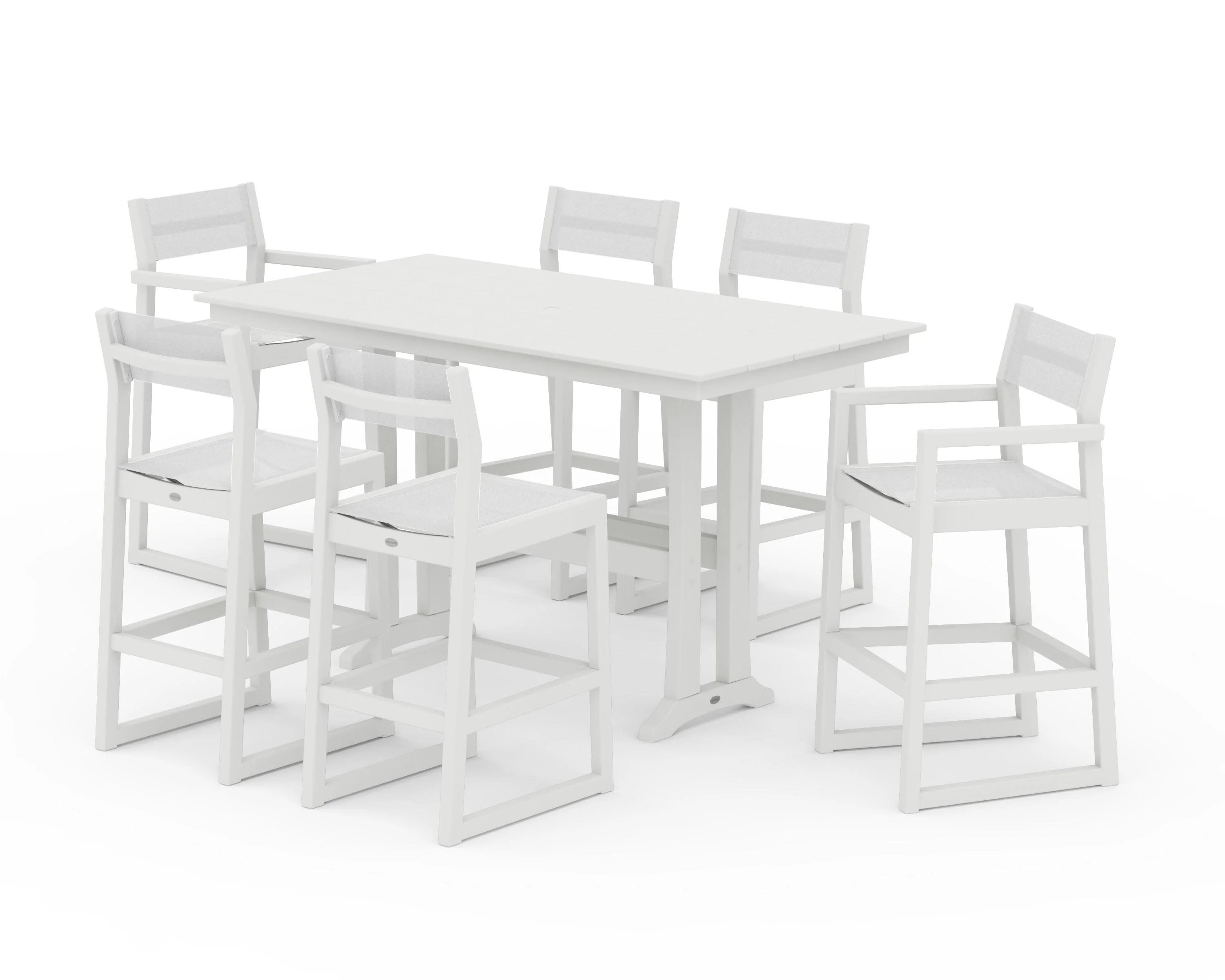 EDGE Sling 7-Piece Farmhouse Bar Set with Trestle Legs - Image 24