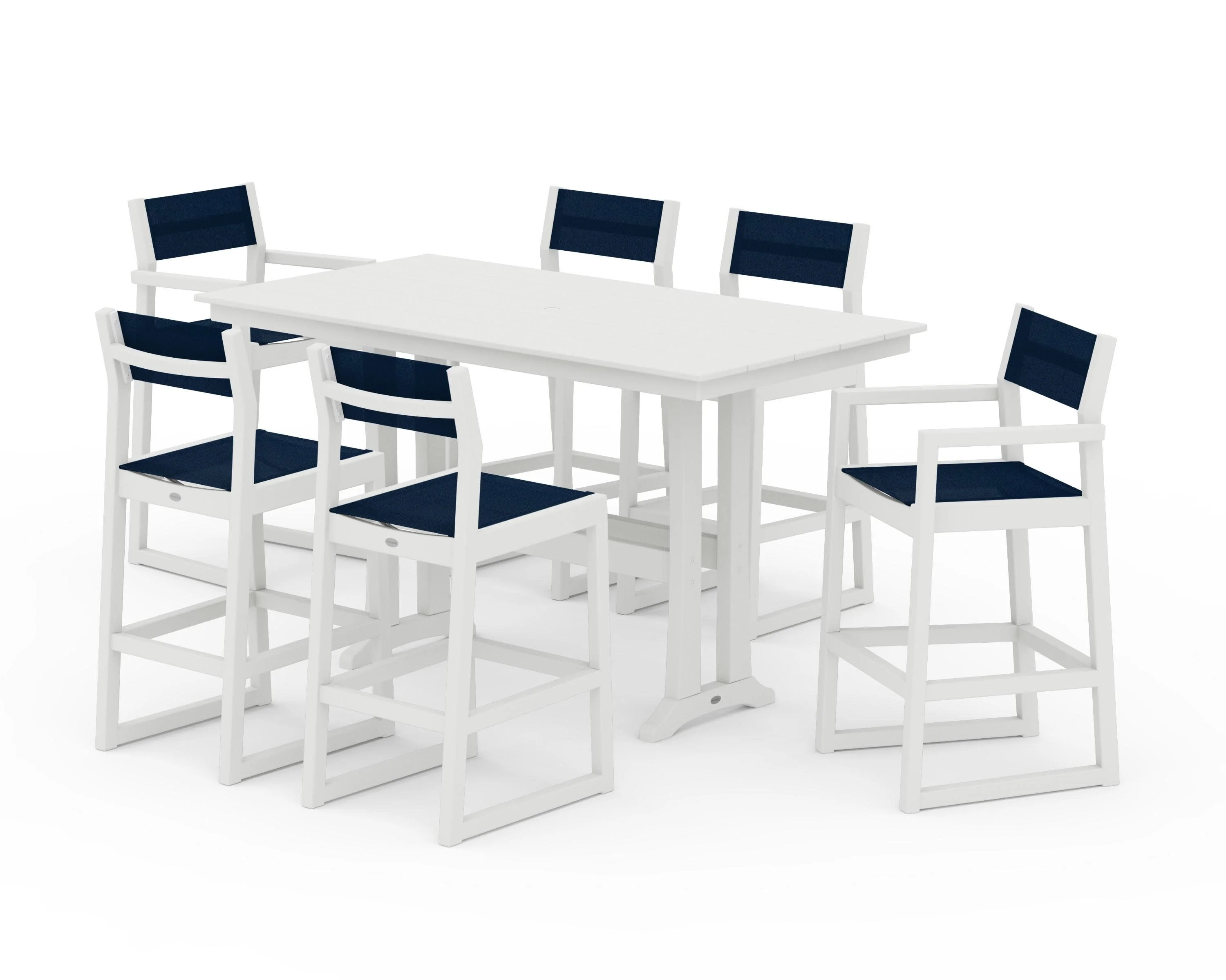 EDGE Sling 7-Piece Farmhouse Bar Set with Trestle Legs - Image 25
