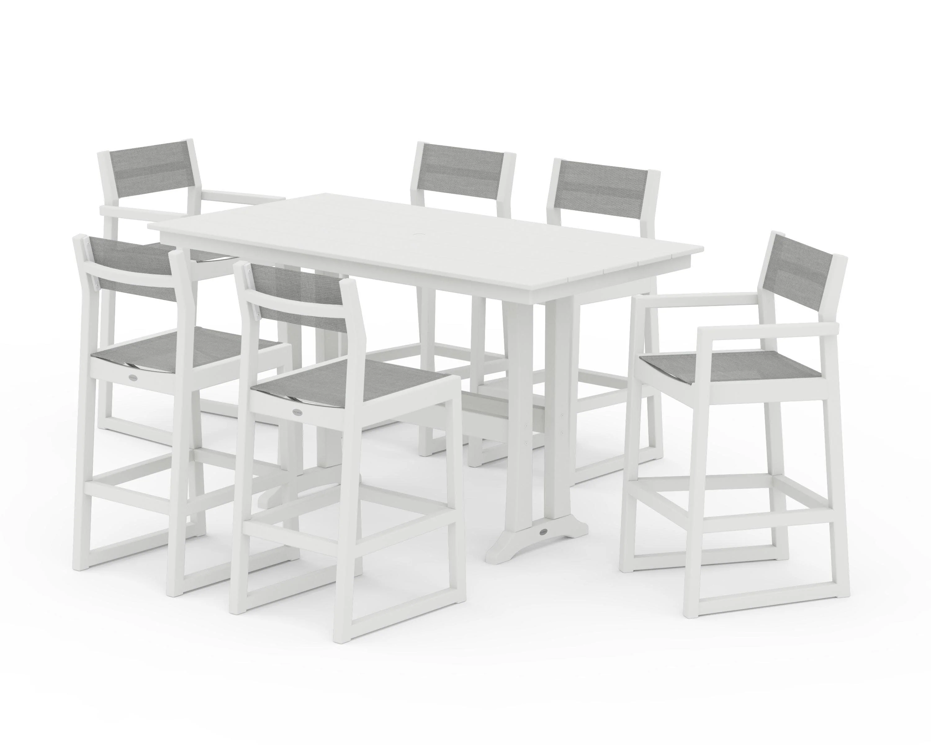 EDGE Sling 7-Piece Farmhouse Bar Set with Trestle Legs - Image 26