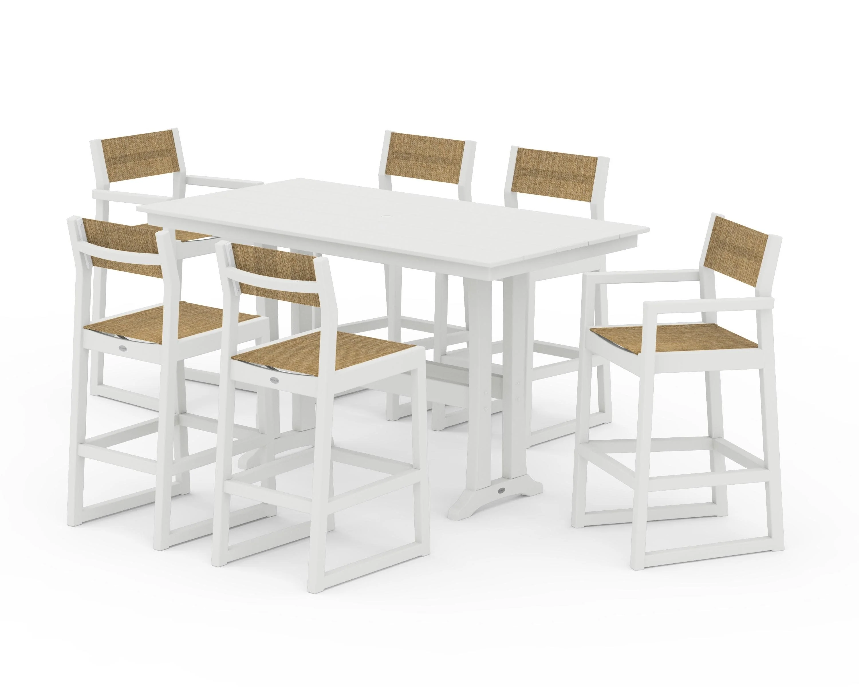EDGE Sling 7-Piece Farmhouse Bar Set with Trestle Legs - Image 28