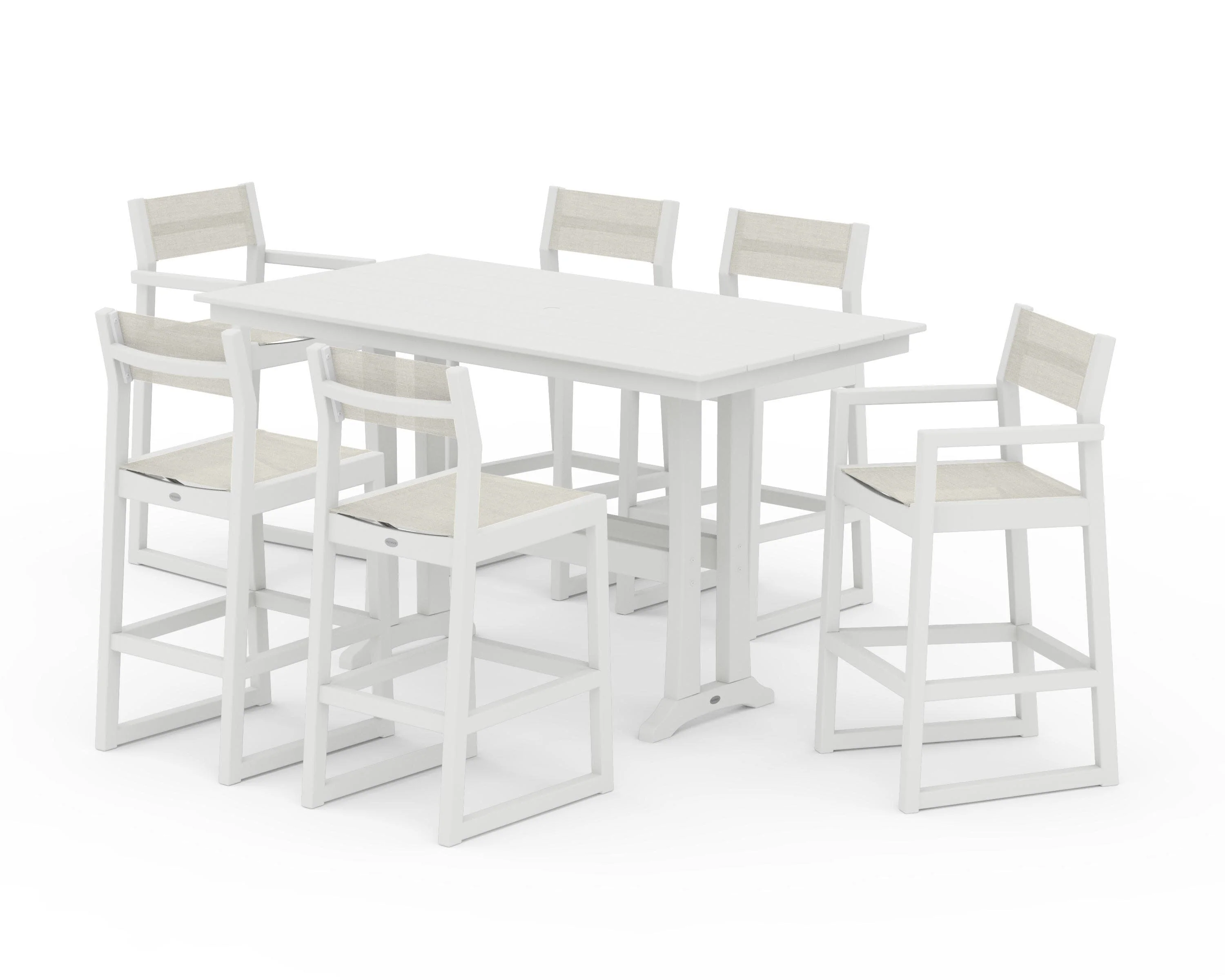 EDGE Sling 7-Piece Farmhouse Bar Set with Trestle Legs - Image 29