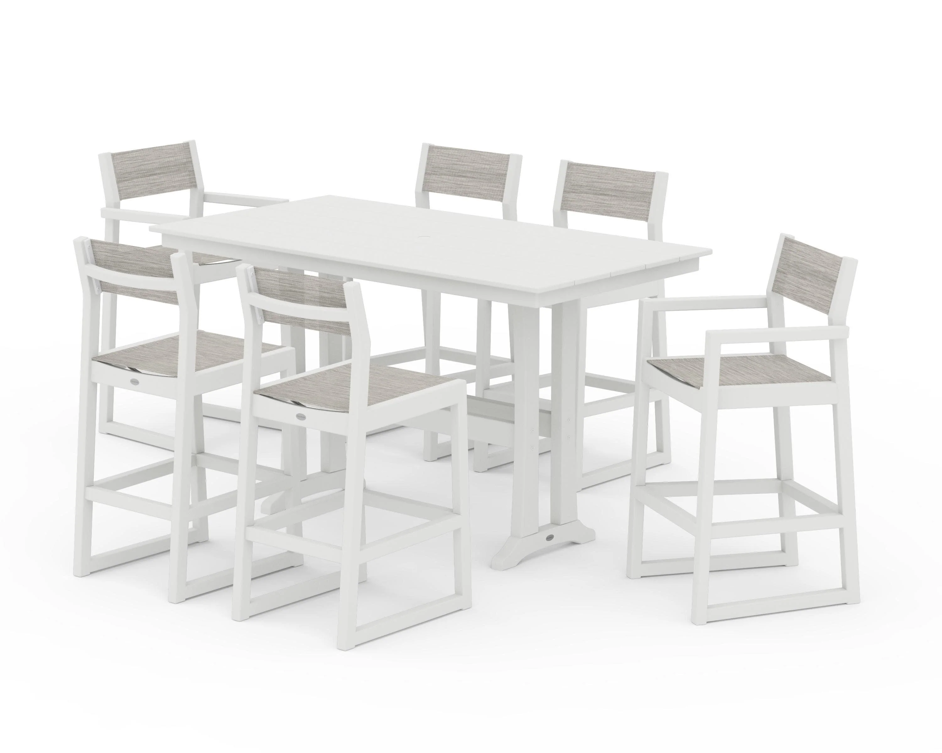 EDGE Sling 7-Piece Farmhouse Bar Set with Trestle Legs - Image 30