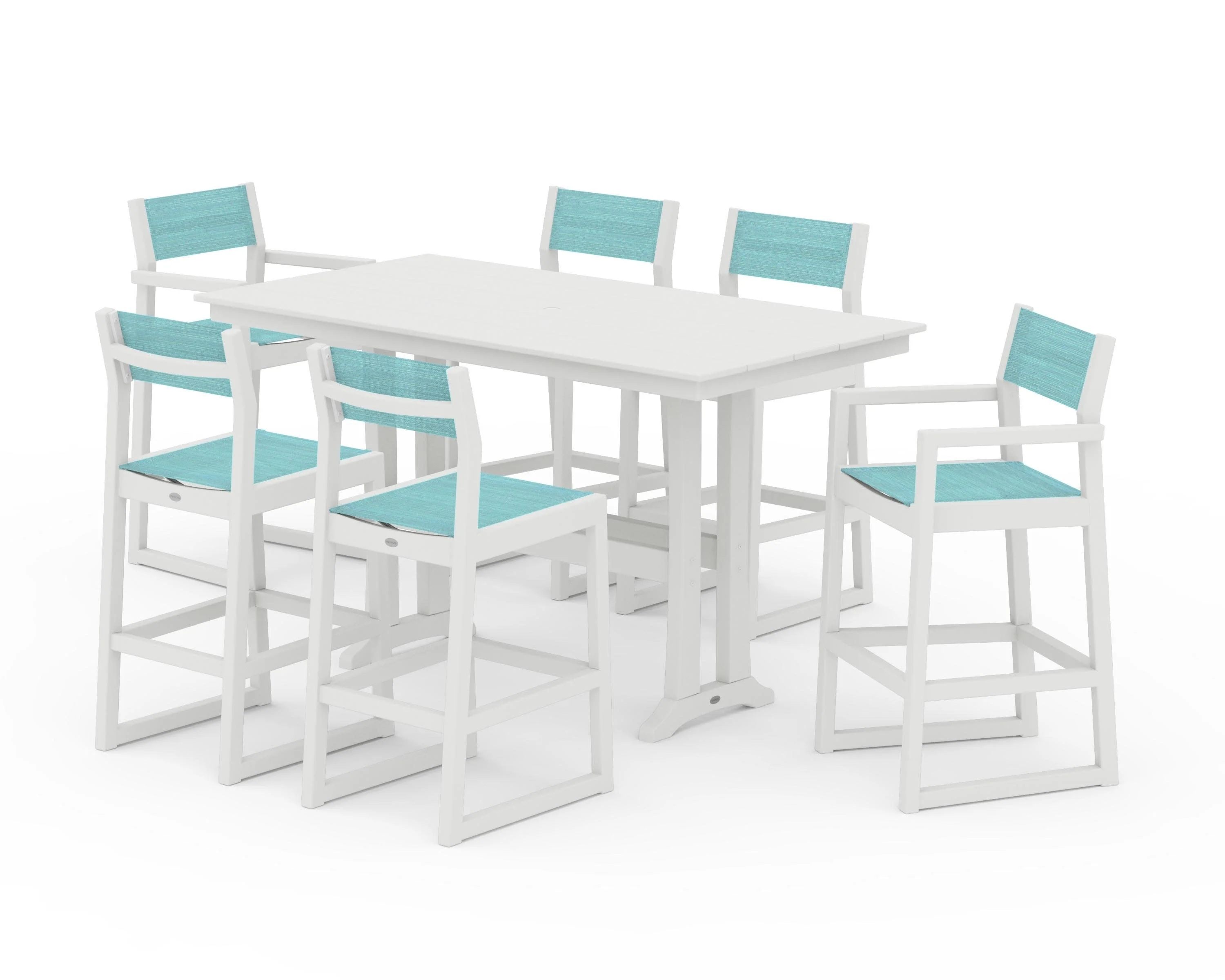 EDGE Sling 7-Piece Farmhouse Bar Set with Trestle Legs - Image 31