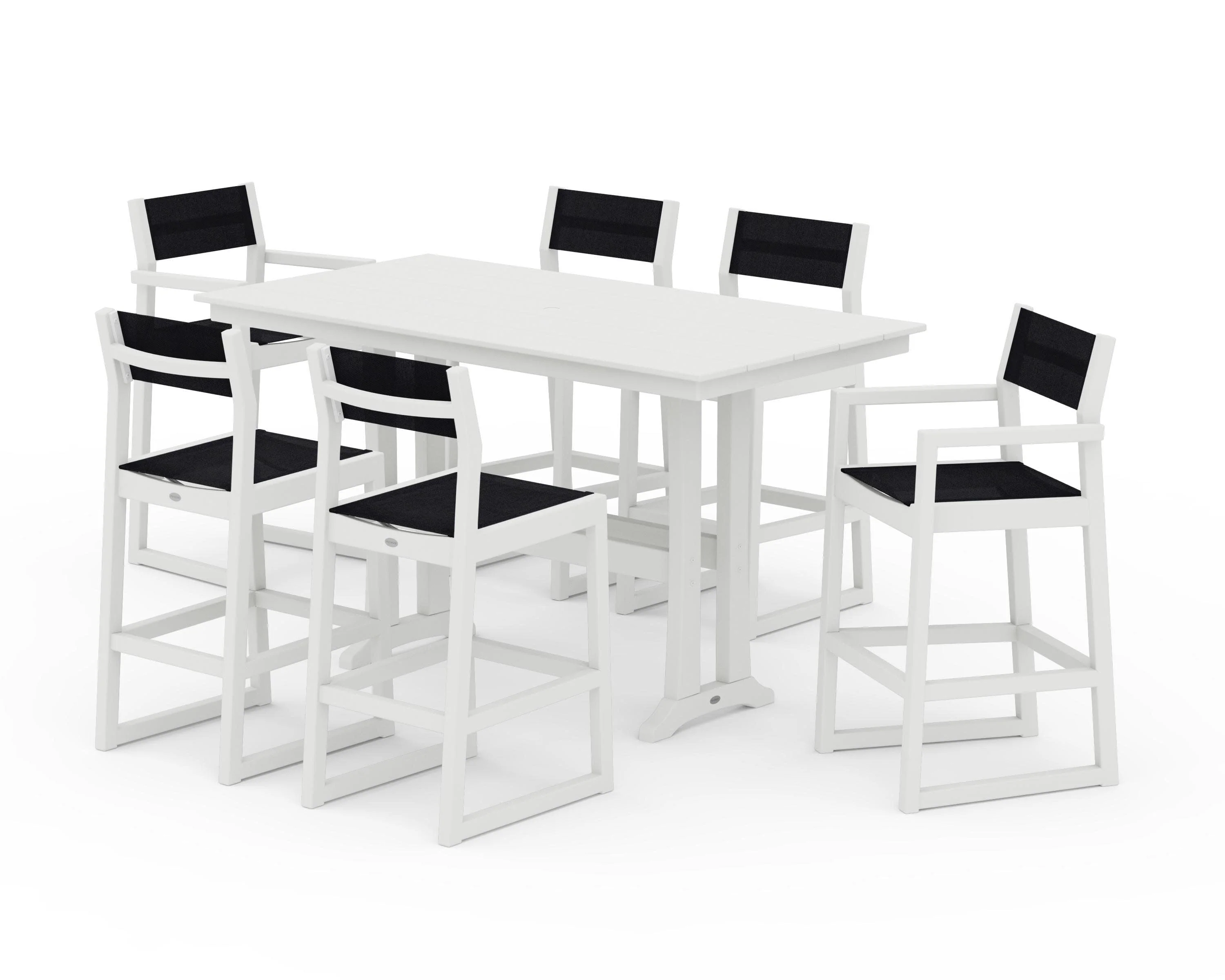 EDGE Sling 7-Piece Farmhouse Bar Set with Trestle Legs - Image 32