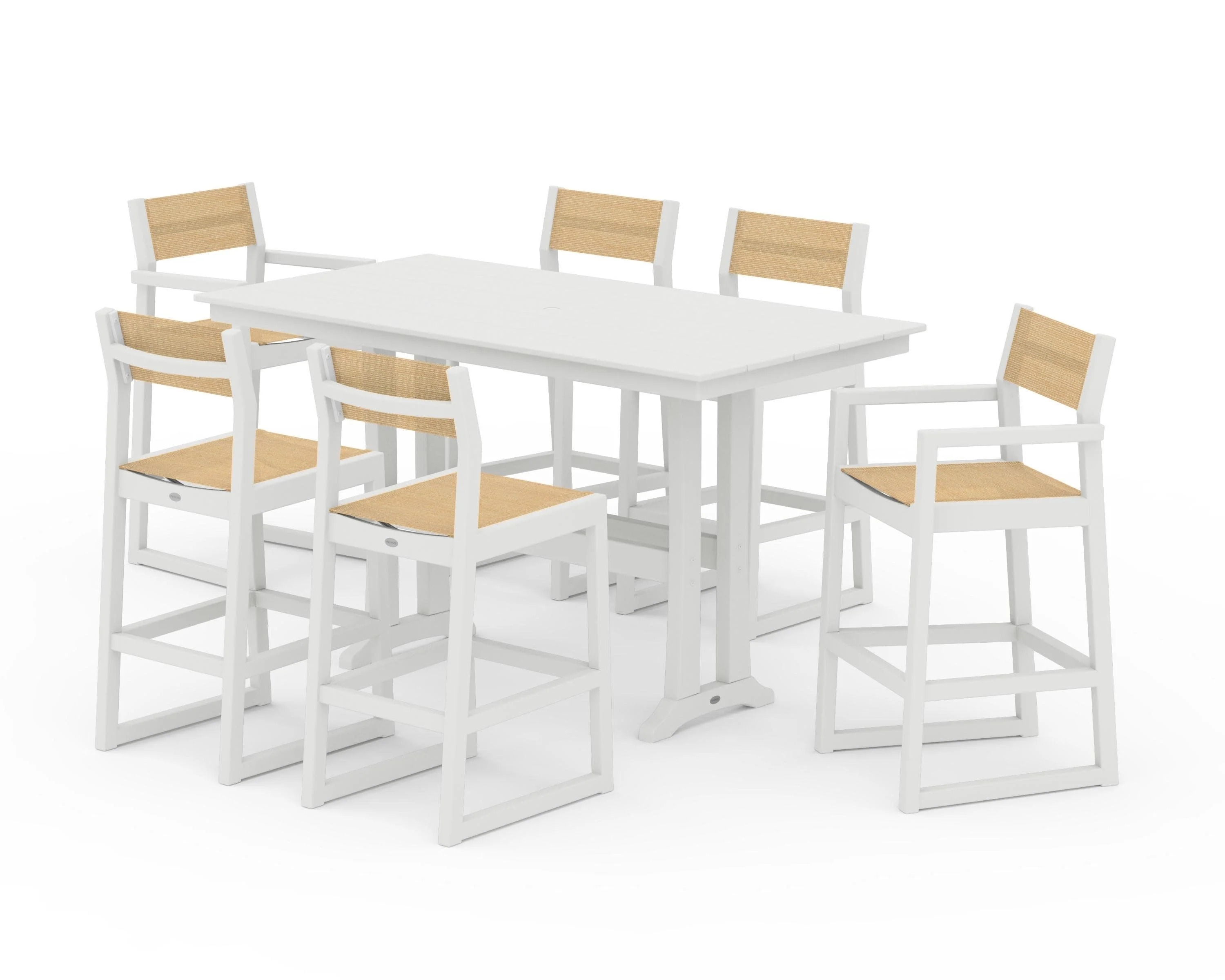 EDGE Sling 7-Piece Farmhouse Bar Set with Trestle Legs - Image 33