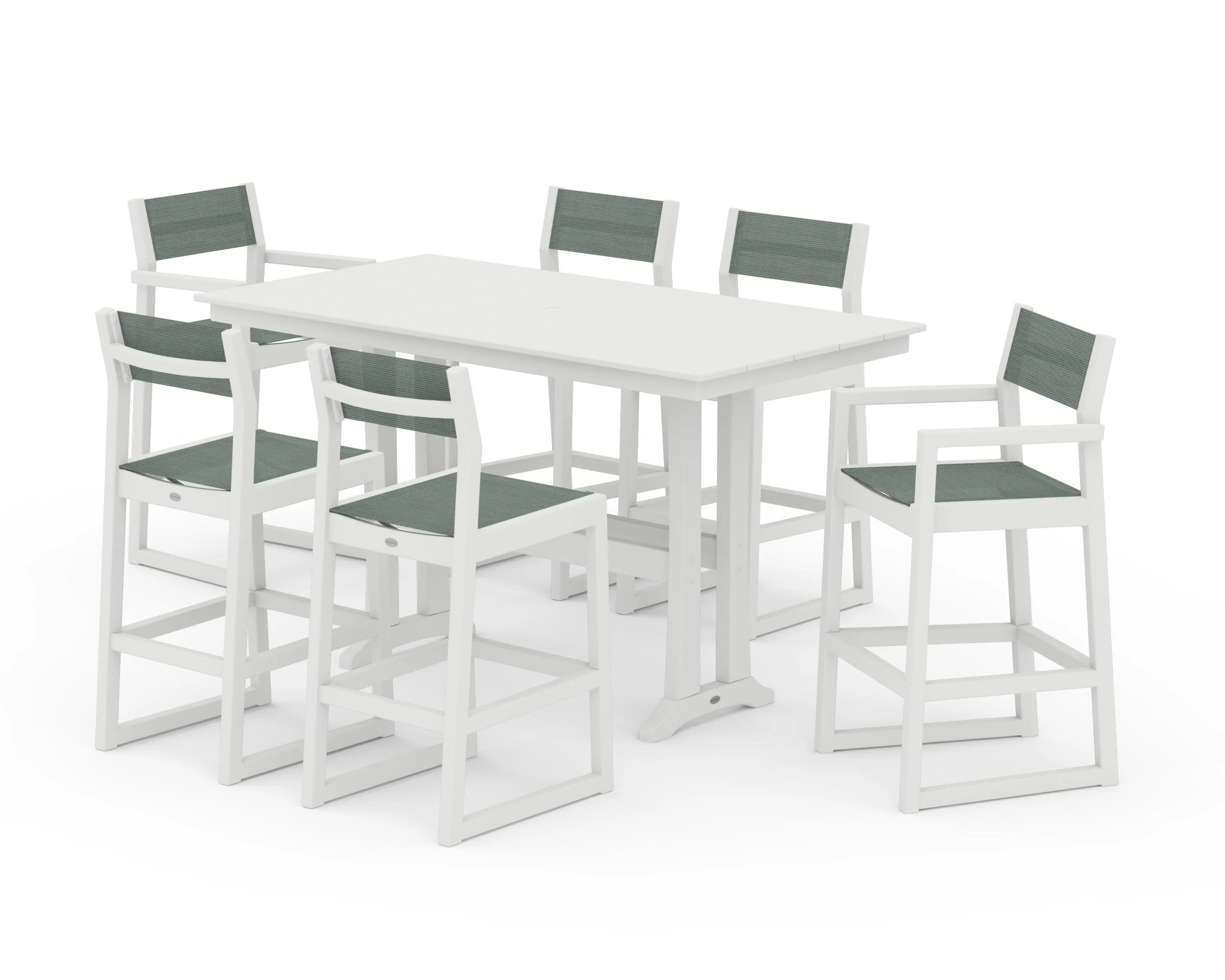 EDGE Sling 7-Piece Farmhouse Bar Set with Trestle Legs - Image 34
