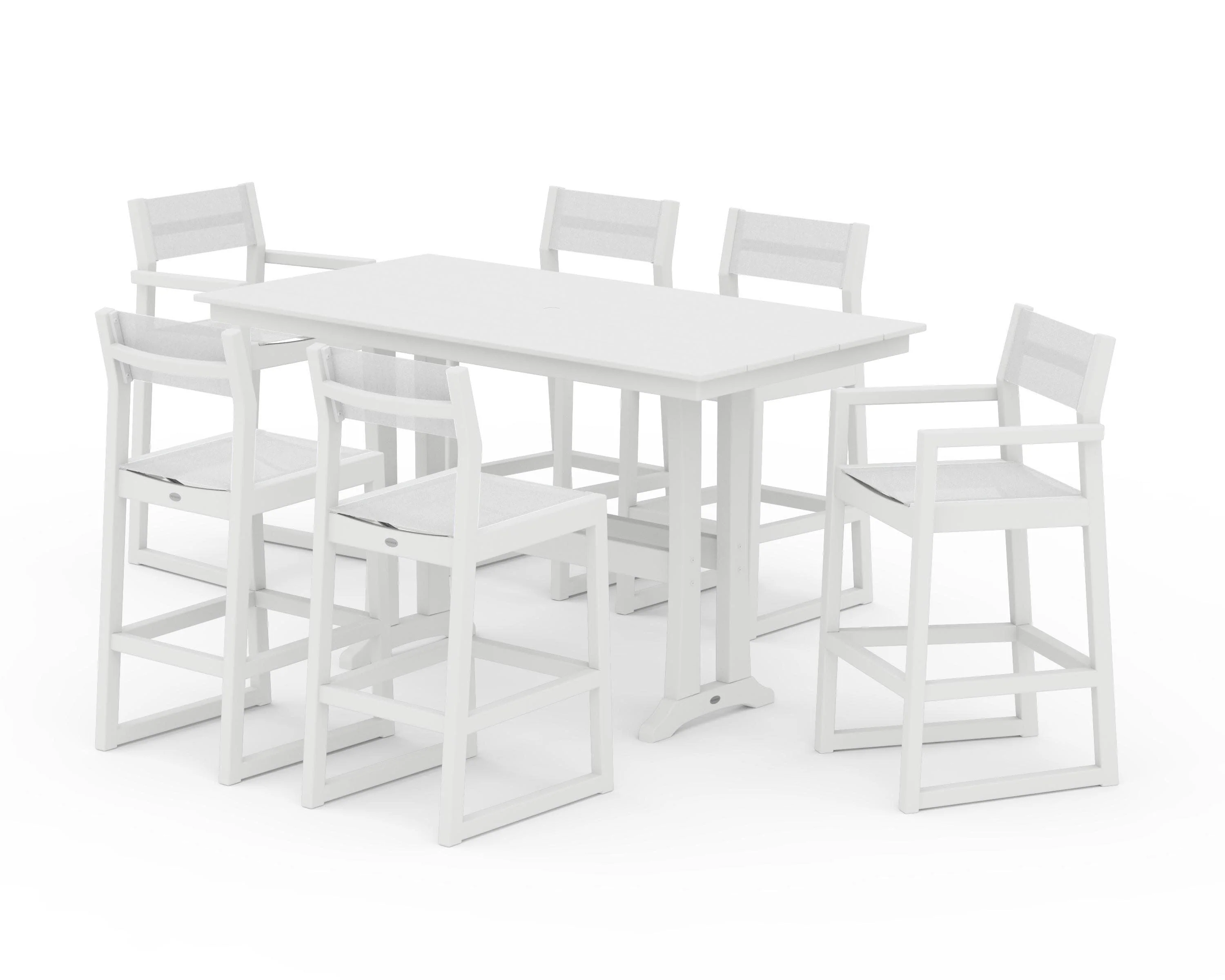 EDGE Sling 7-Piece Farmhouse Bar Set with Trestle Legs - Image 35