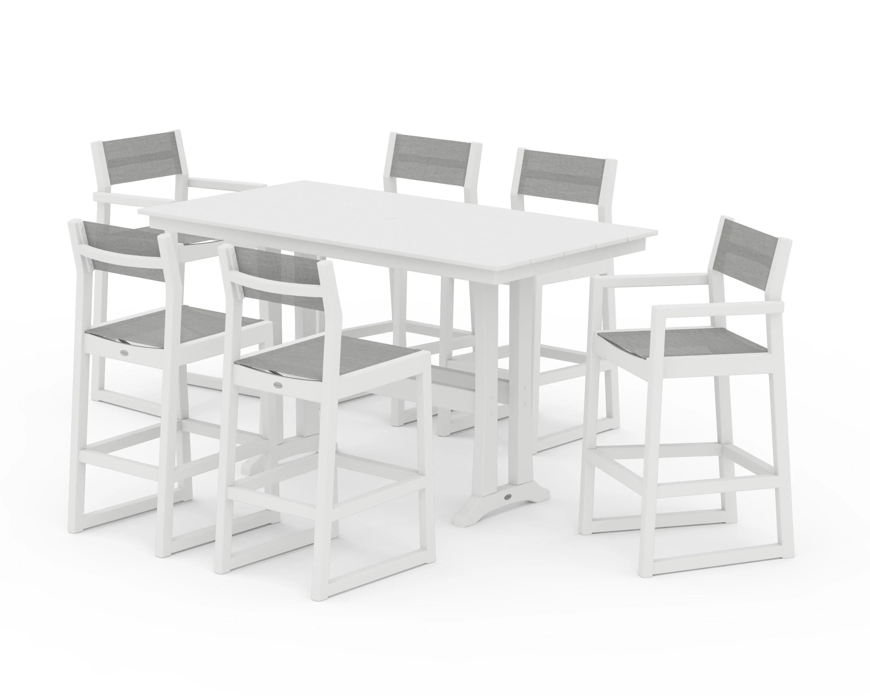 EDGE Sling 7-Piece Farmhouse Bar Set with Trestle Legs - Image 37