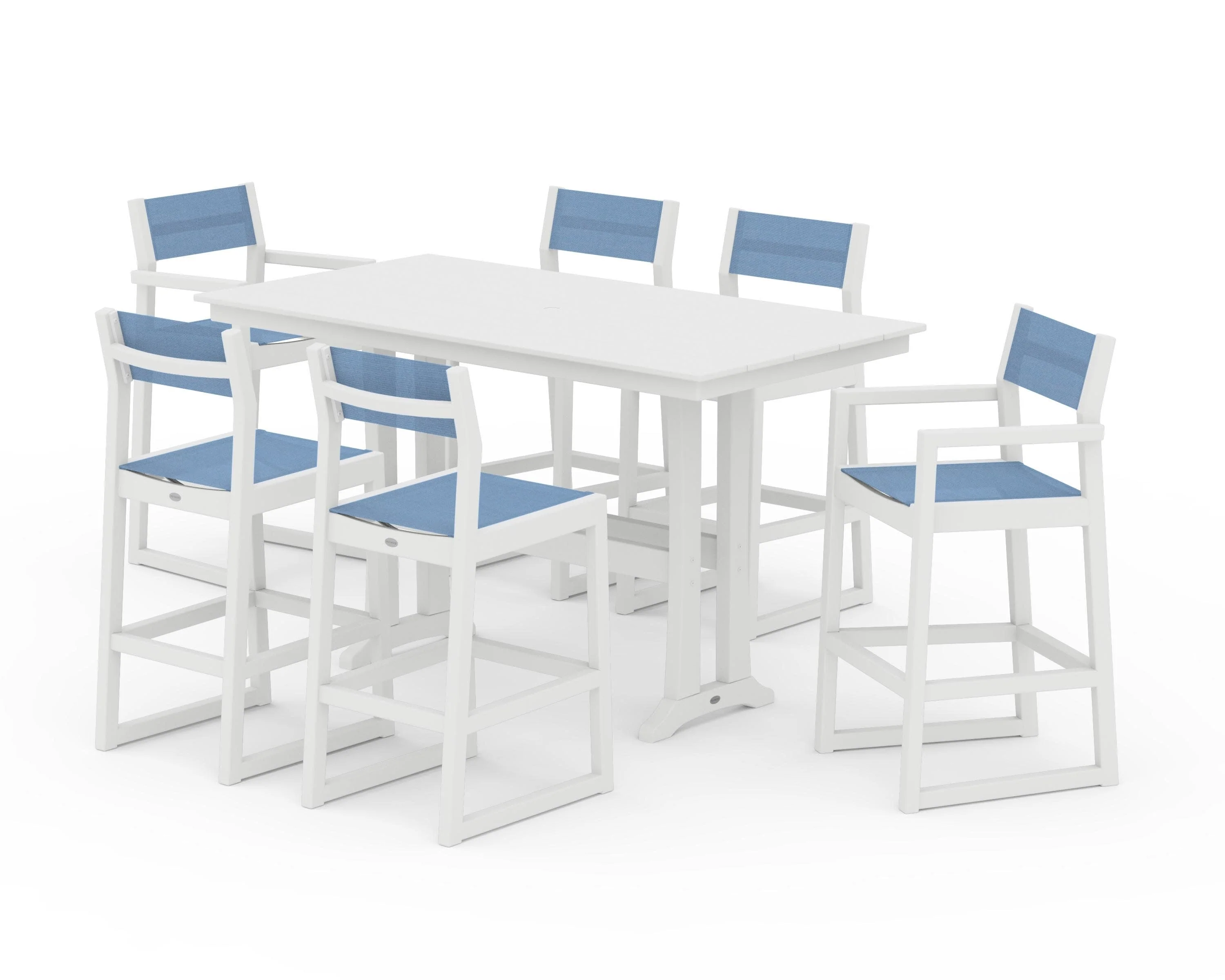 EDGE Sling 7-Piece Farmhouse Bar Set with Trestle Legs - Image 38