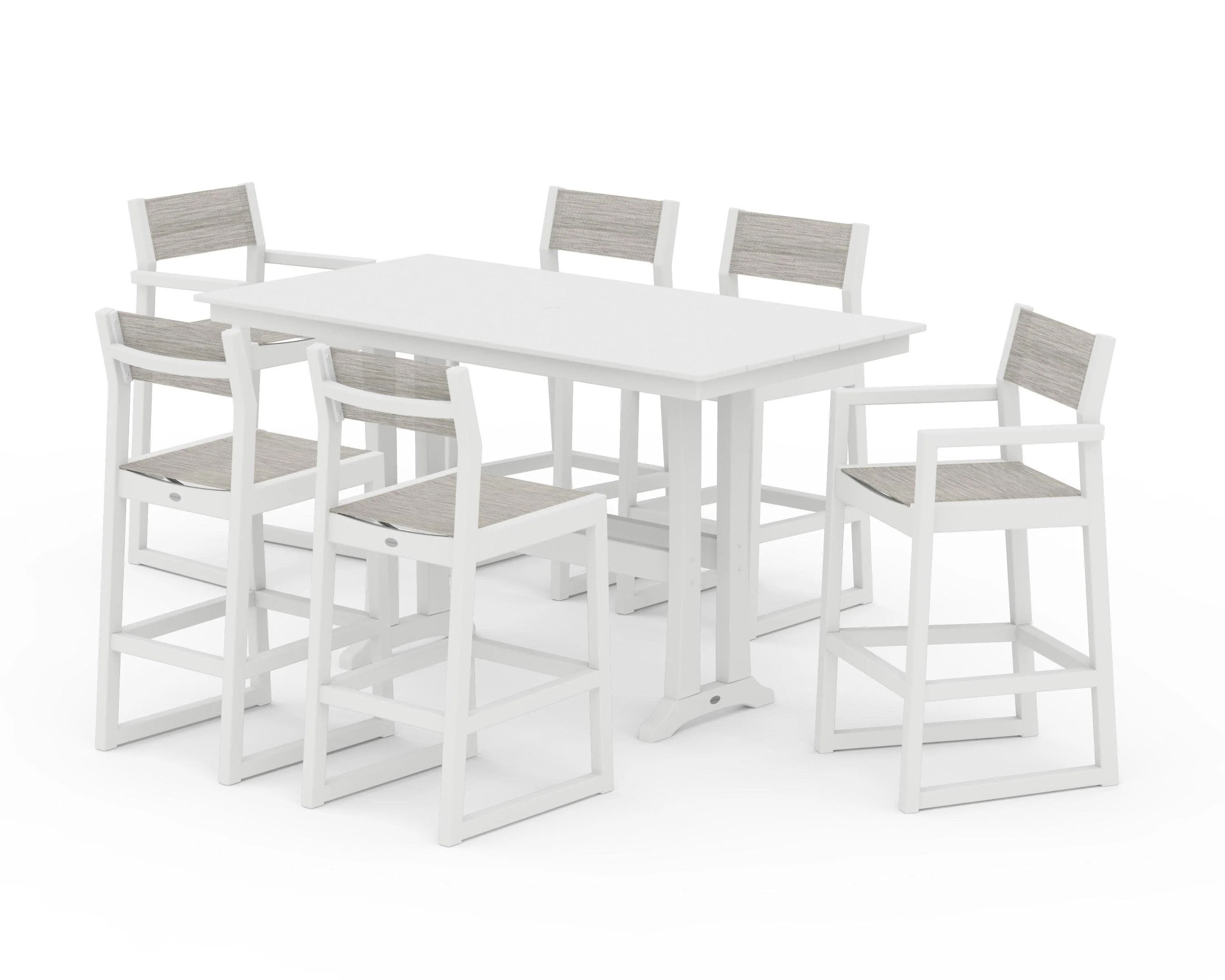 EDGE Sling 7-Piece Farmhouse Bar Set with Trestle Legs - Image 40