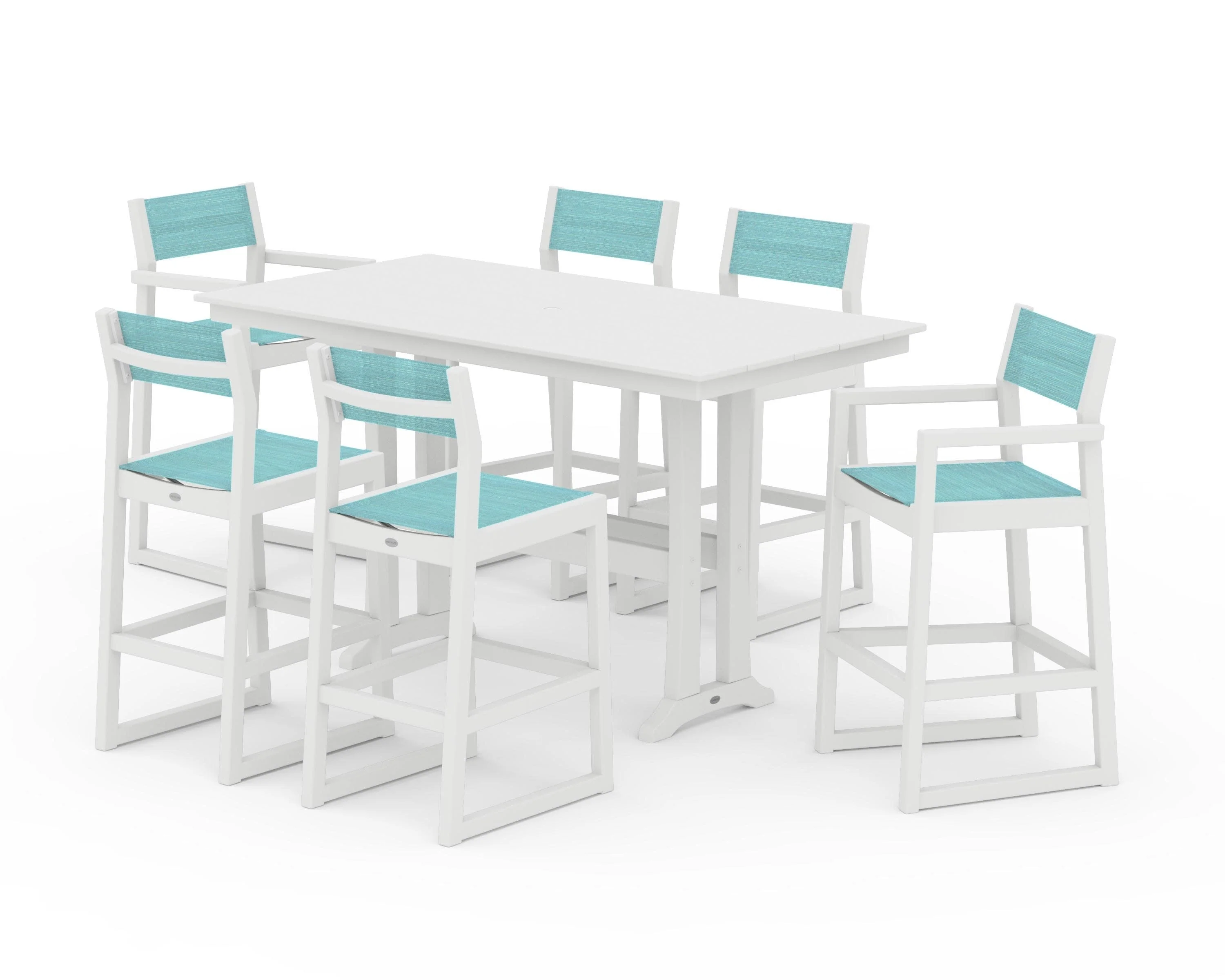 EDGE Sling 7-Piece Farmhouse Bar Set with Trestle Legs - Image 41