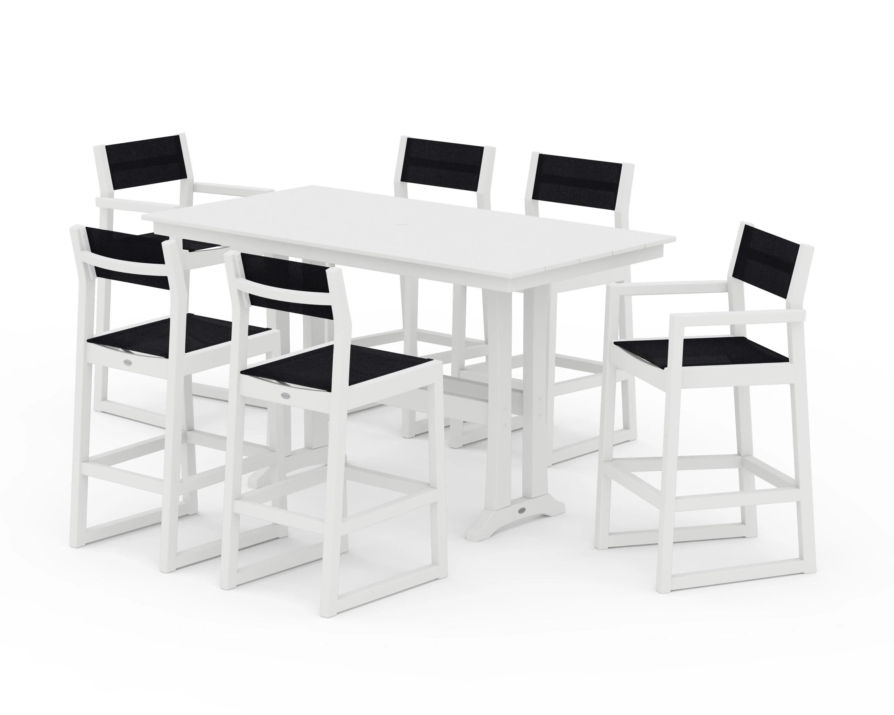 EDGE Sling 7-Piece Farmhouse Bar Set with Trestle Legs - Image 42