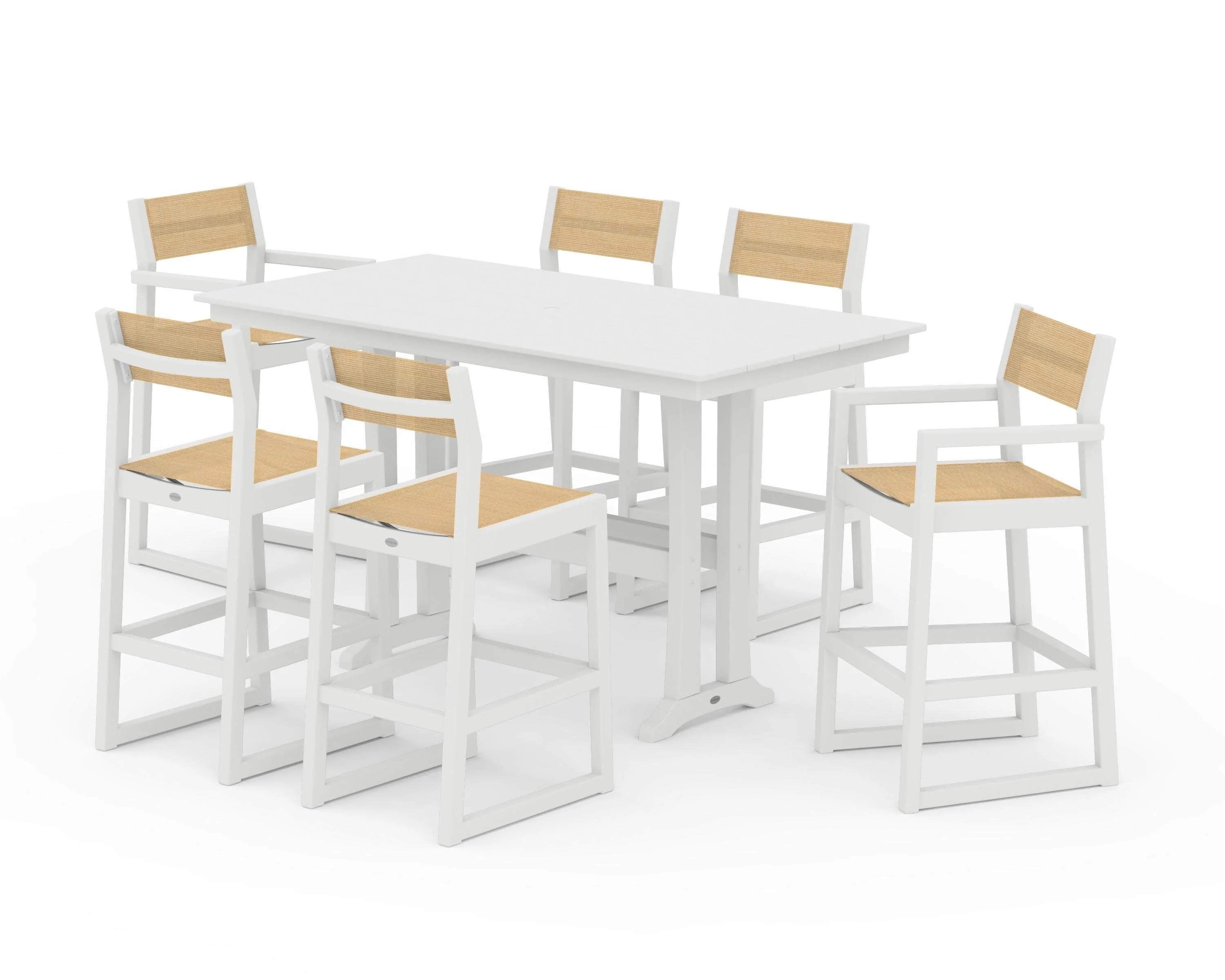 EDGE Sling 7-Piece Farmhouse Bar Set with Trestle Legs - Image 43