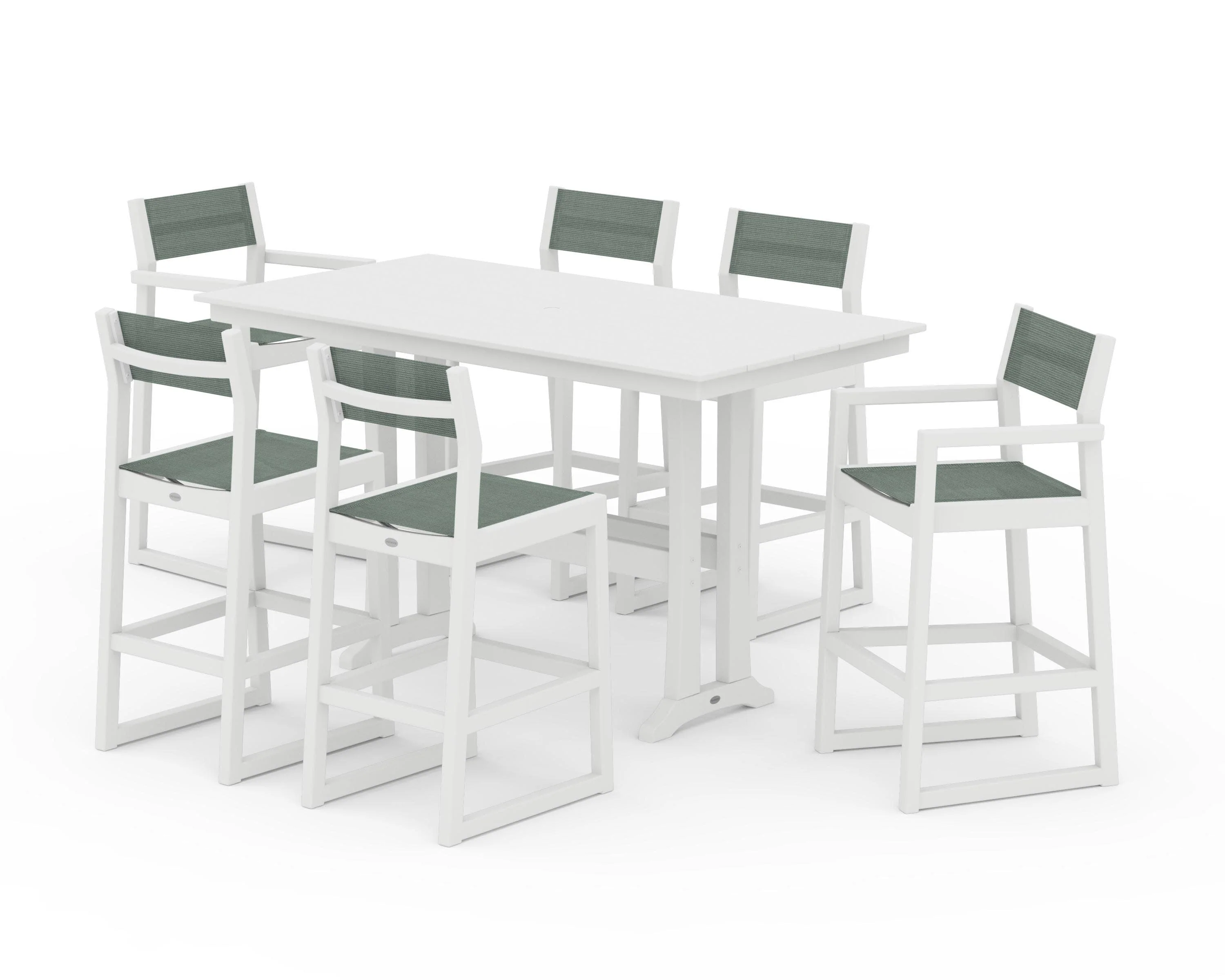 EDGE Sling 7-Piece Farmhouse Bar Set with Trestle Legs - Image 44