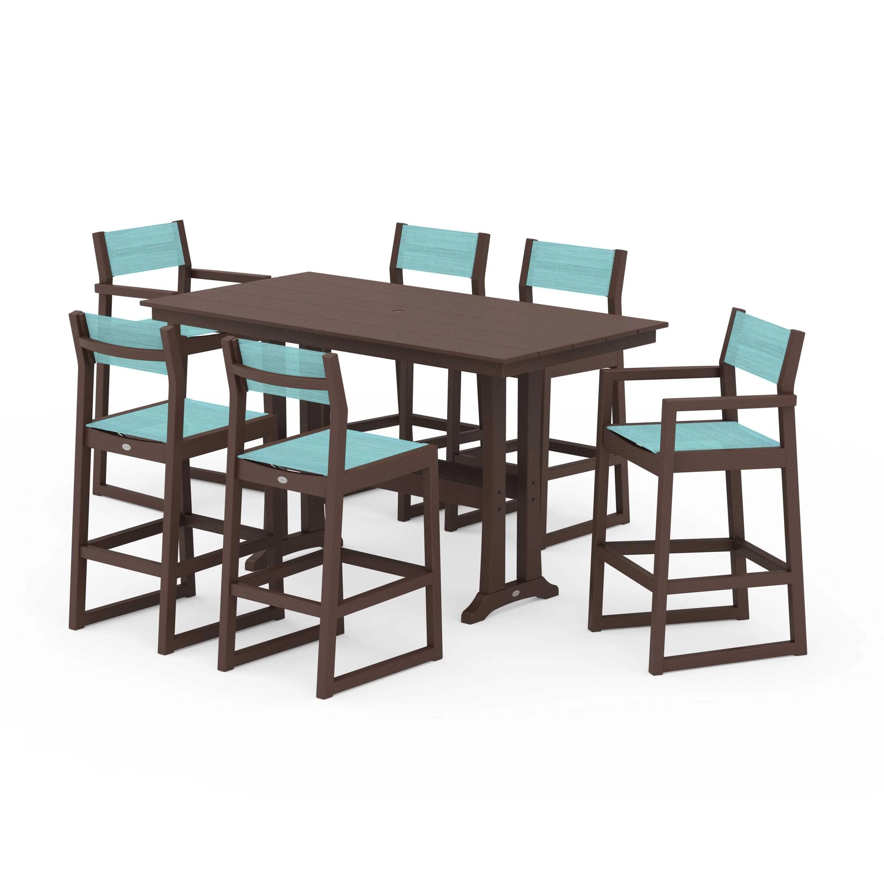 EDGE Sling 7-Piece Farmhouse Bar Set with Trestle Legs - Image 48