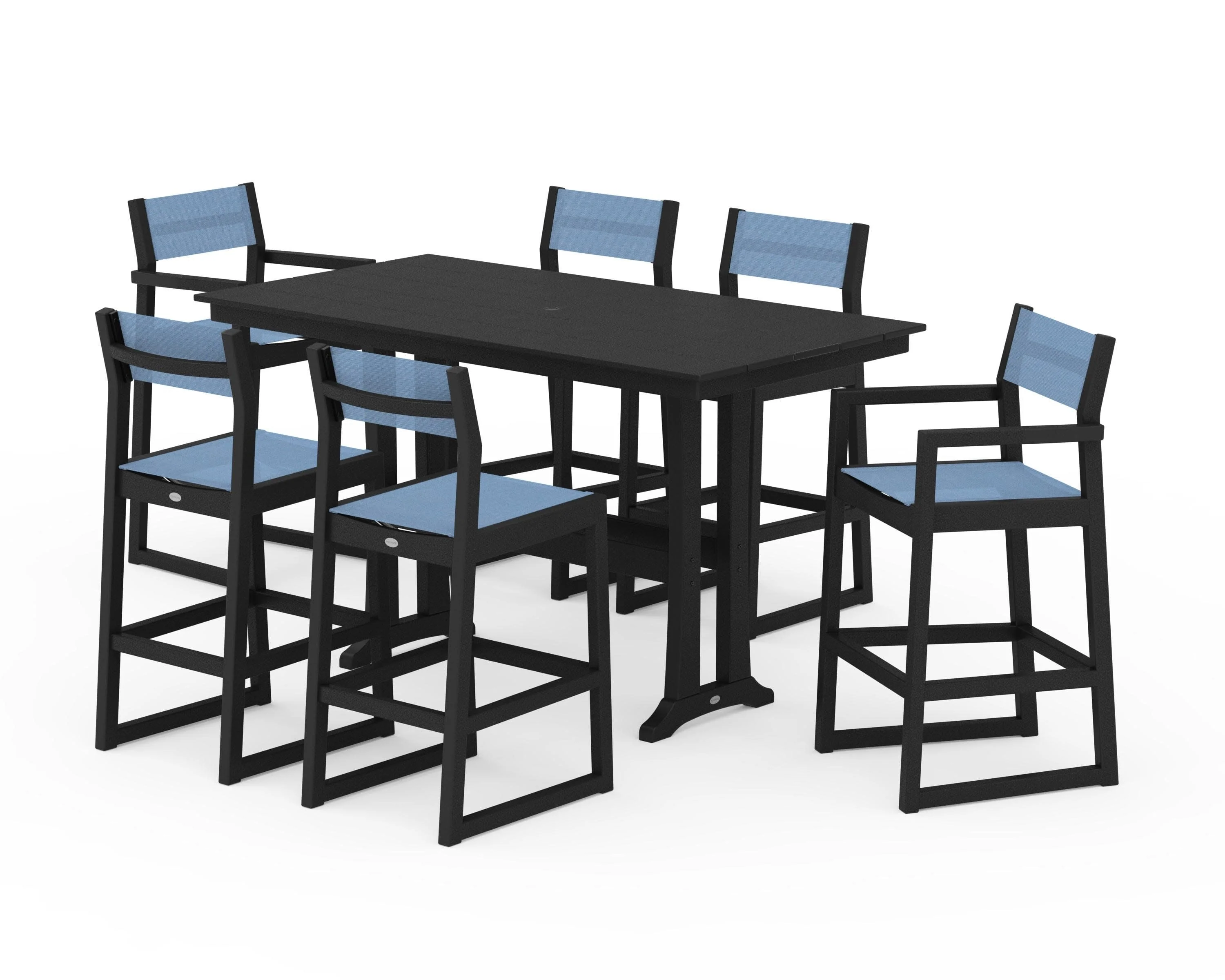 EDGE Sling 7-Piece Farmhouse Bar Set with Trestle Legs - Image 5