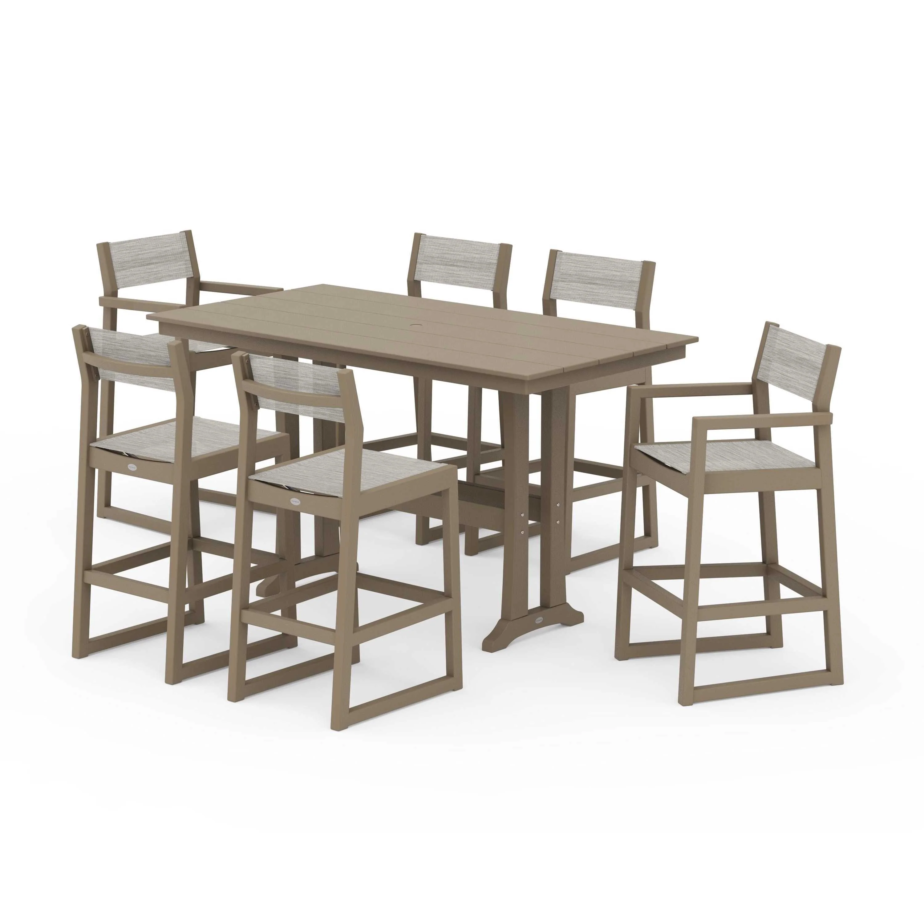 EDGE Sling 7-Piece Farmhouse Bar Set with Trestle Legs - Image 51