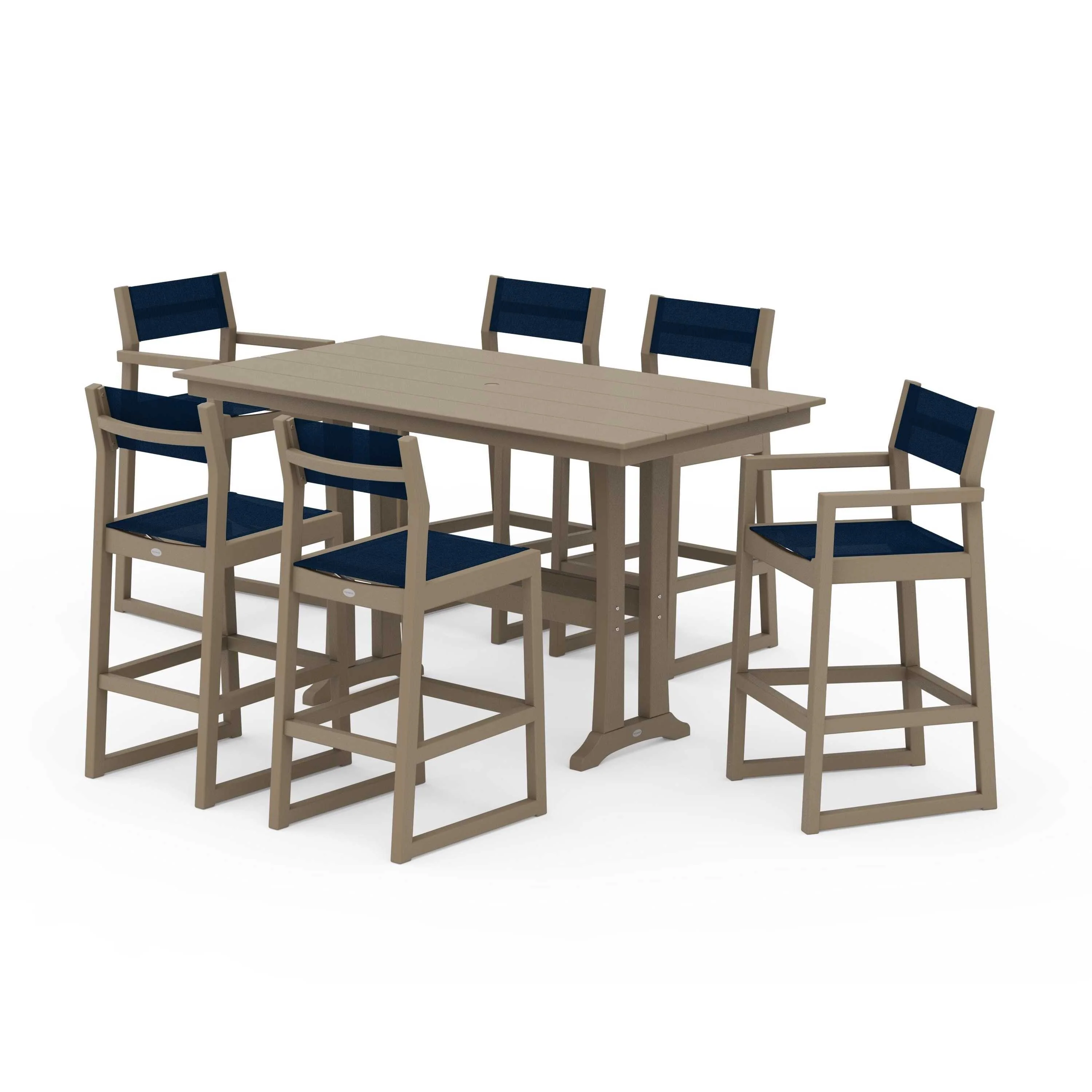 EDGE Sling 7-Piece Farmhouse Bar Set with Trestle Legs - Image 52