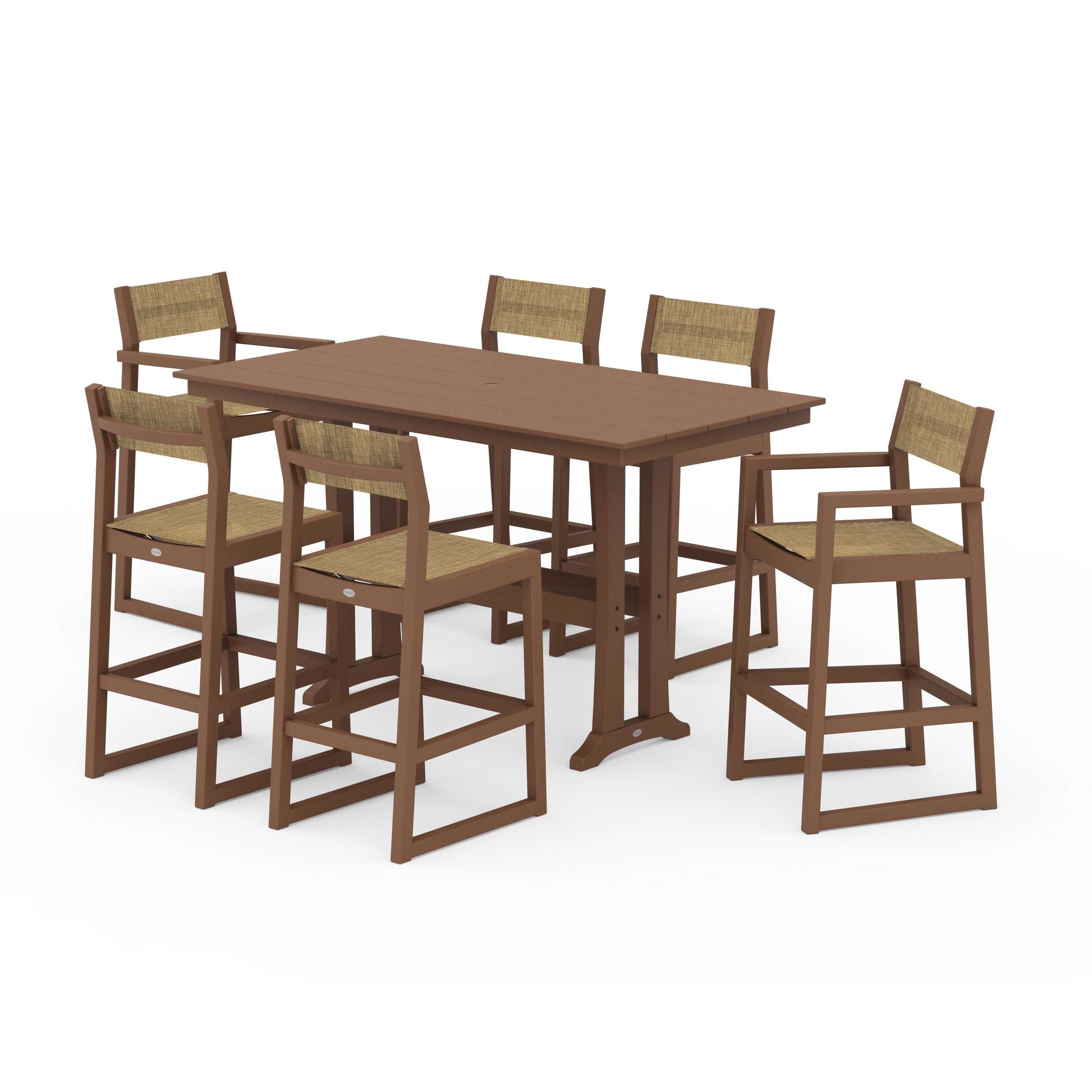 EDGE Sling 7-Piece Farmhouse Bar Set with Trestle Legs - Image 54
