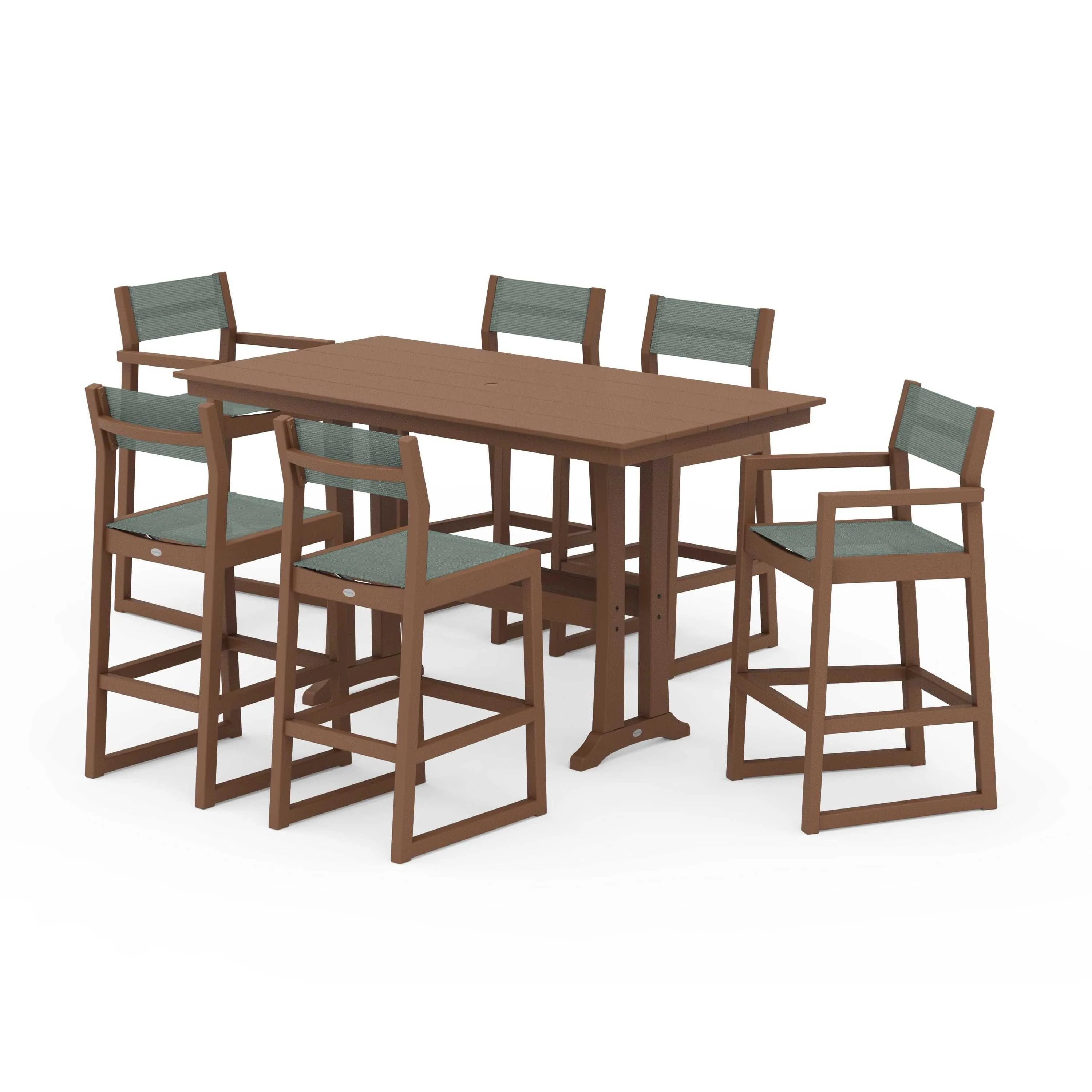 EDGE Sling 7-Piece Farmhouse Bar Set with Trestle Legs - Image 55