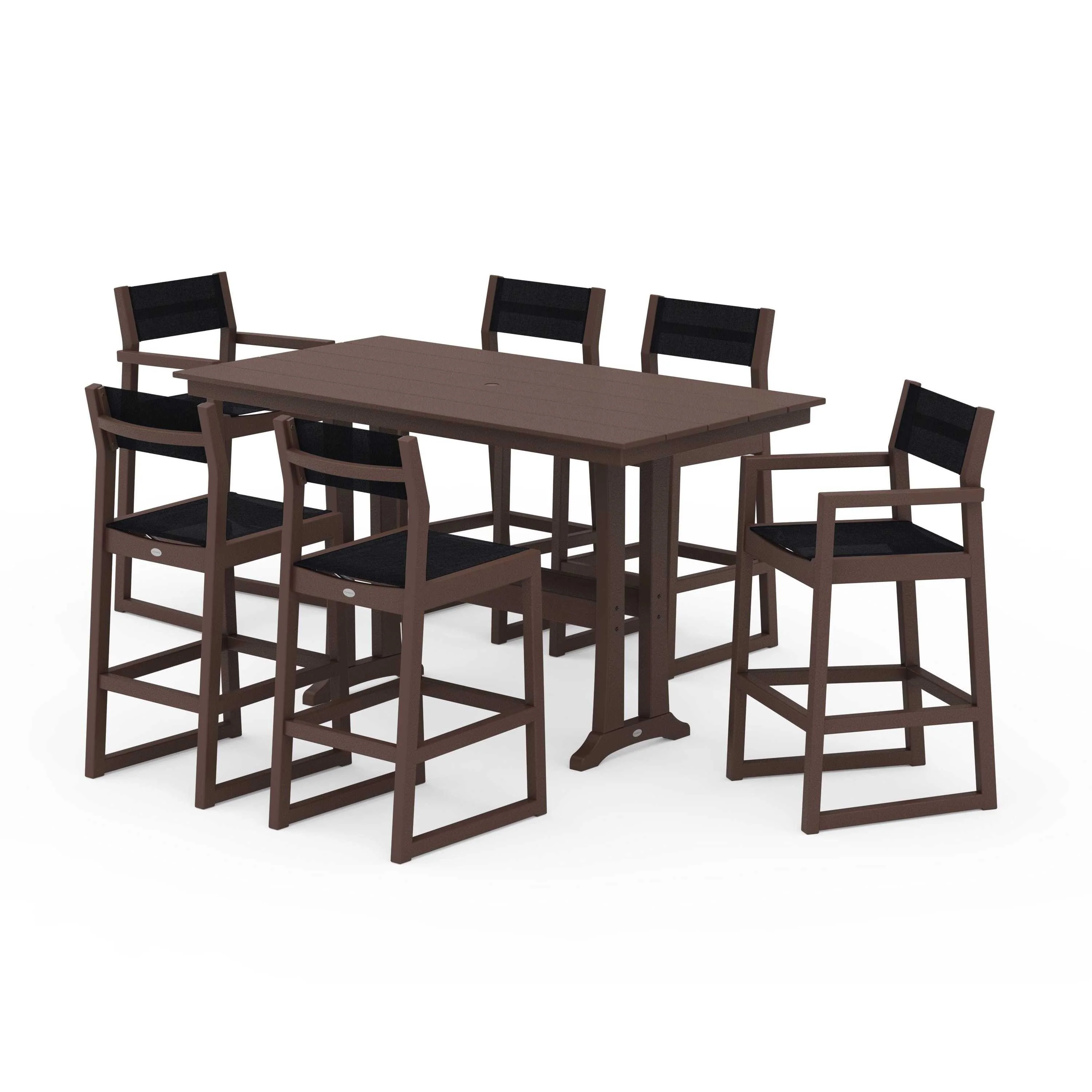 EDGE Sling 7-Piece Farmhouse Bar Set with Trestle Legs - Image 56
