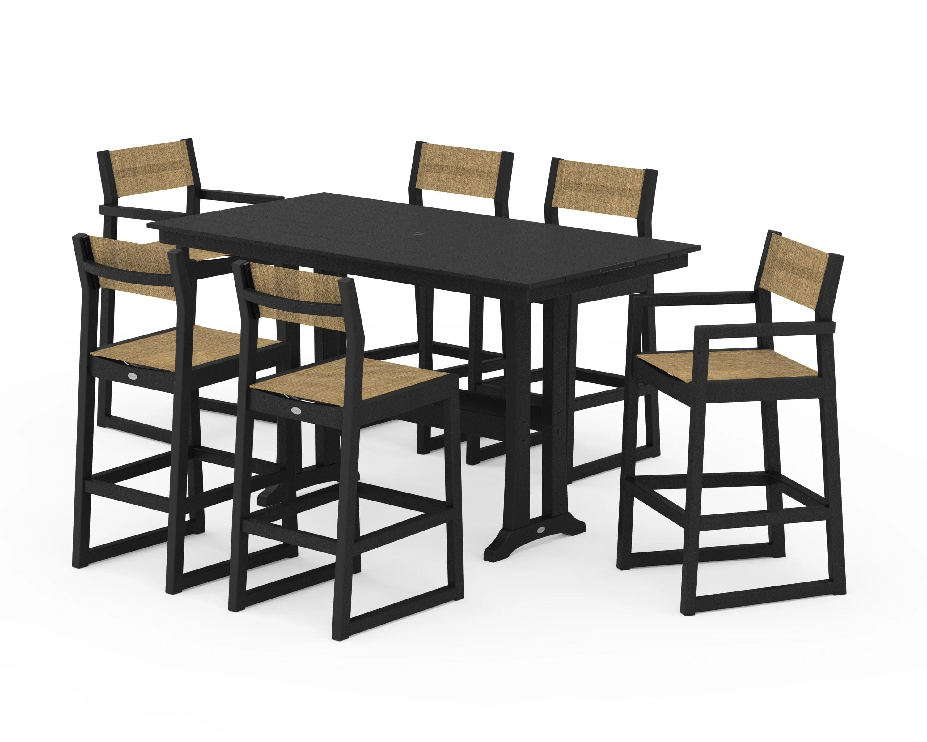 EDGE Sling 7-Piece Farmhouse Bar Set with Trestle Legs - Image 6