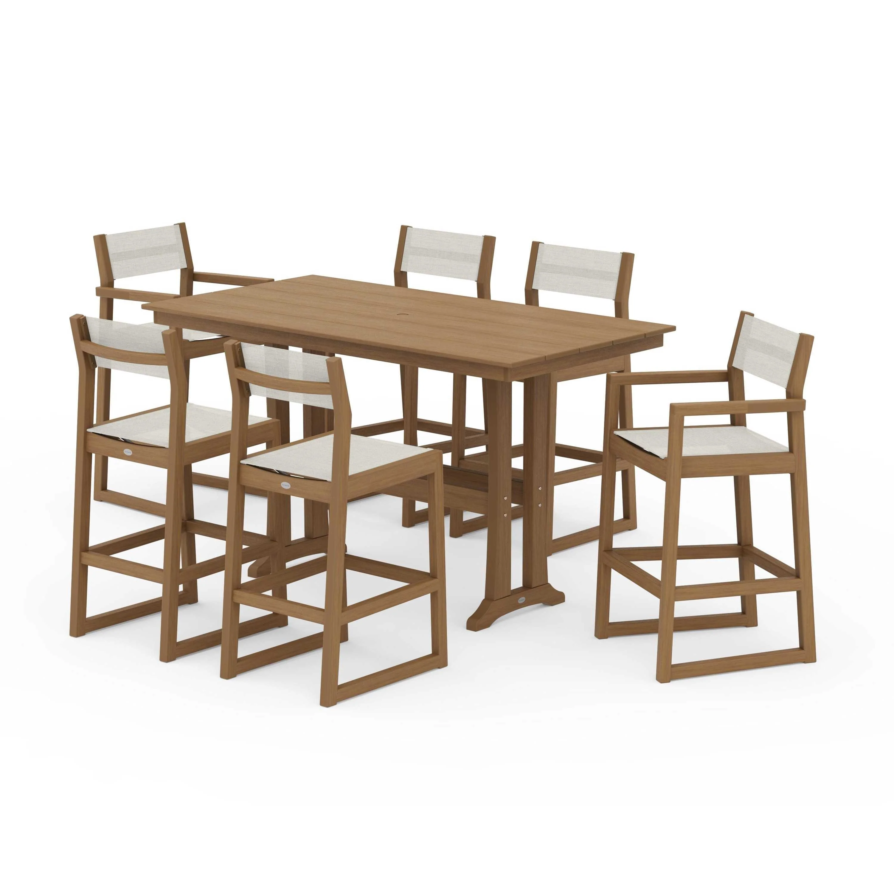 EDGE Sling 7-Piece Farmhouse Bar Set with Trestle Legs - Image 60