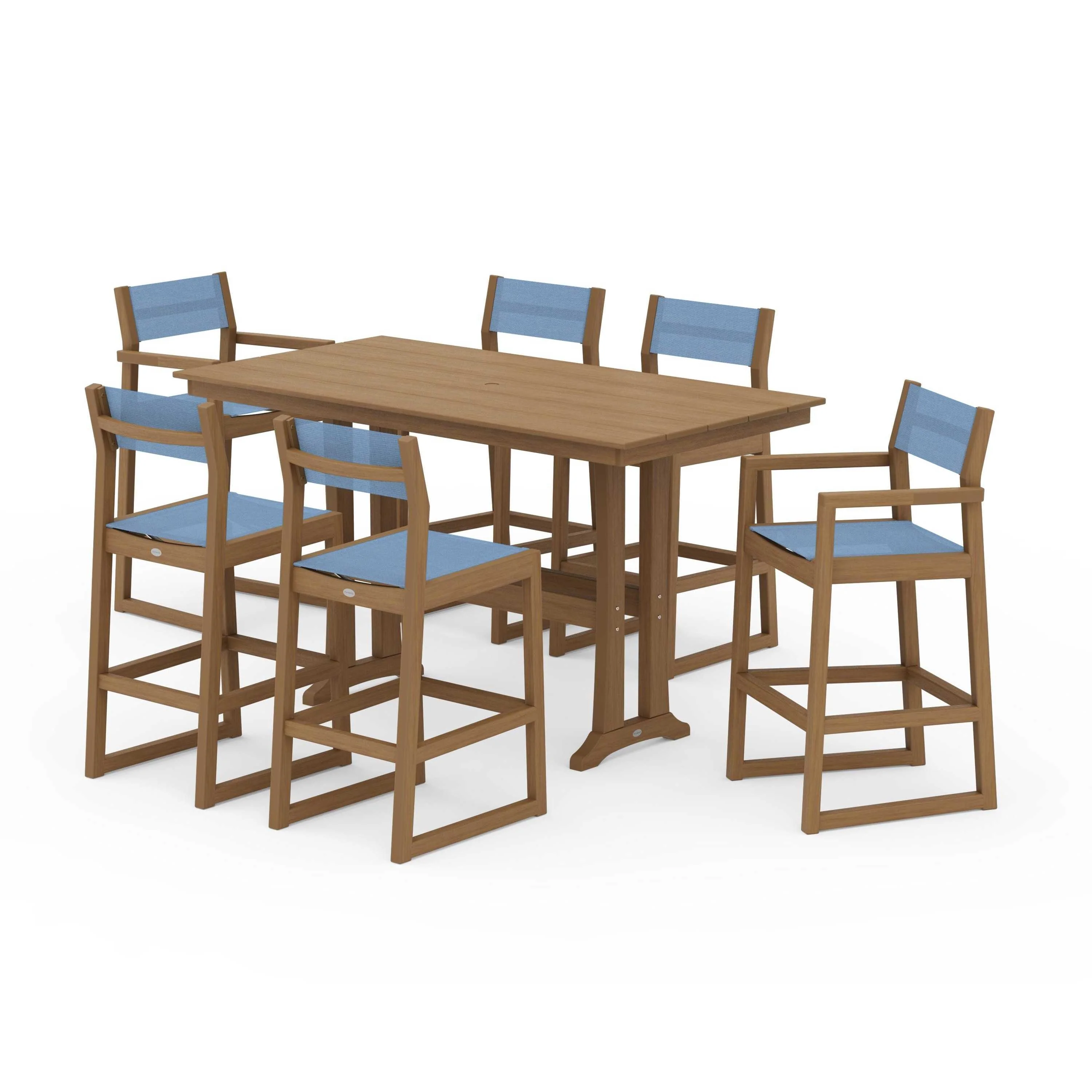 EDGE Sling 7-Piece Farmhouse Bar Set with Trestle Legs - Image 62