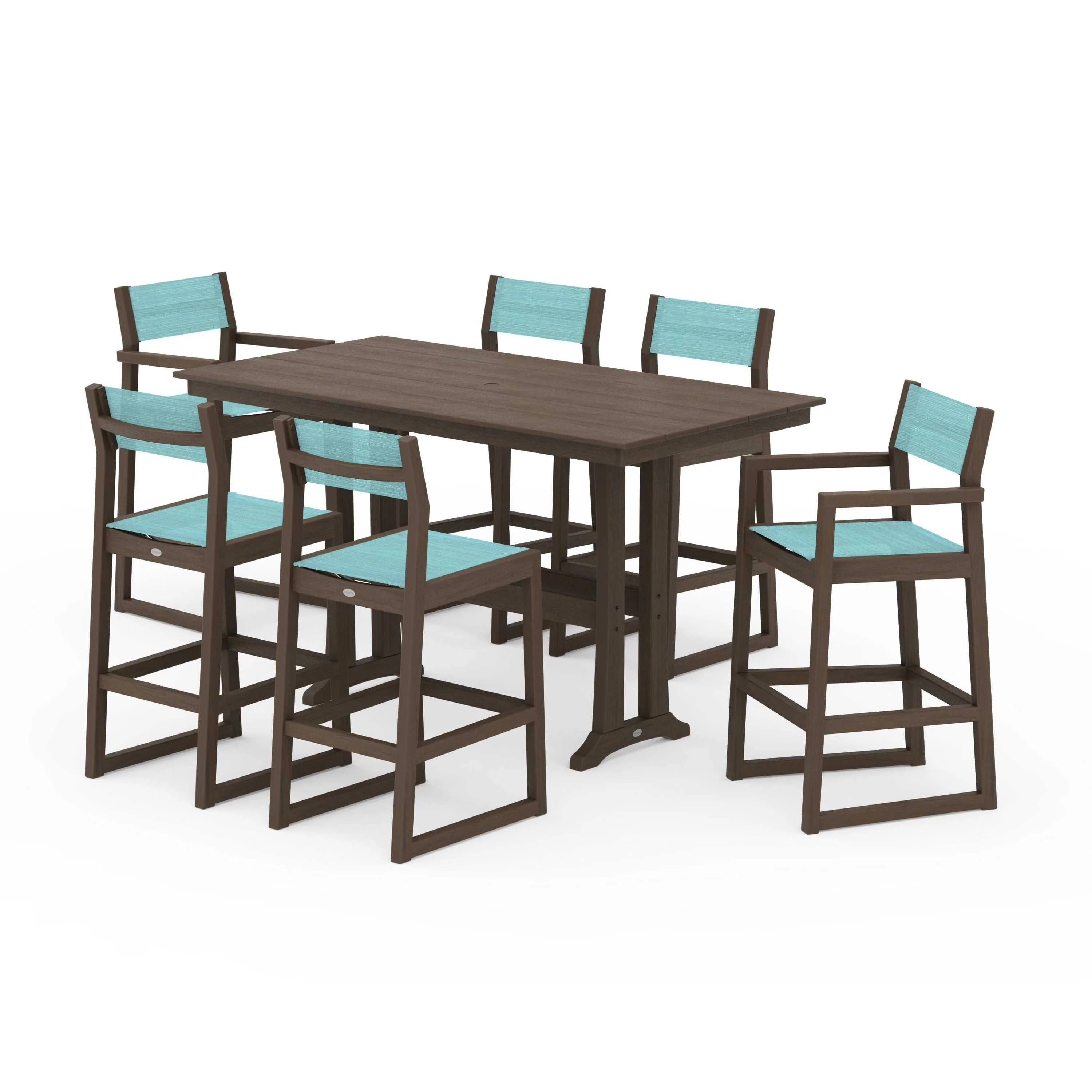 EDGE Sling 7-Piece Farmhouse Bar Set with Trestle Legs - Image 63