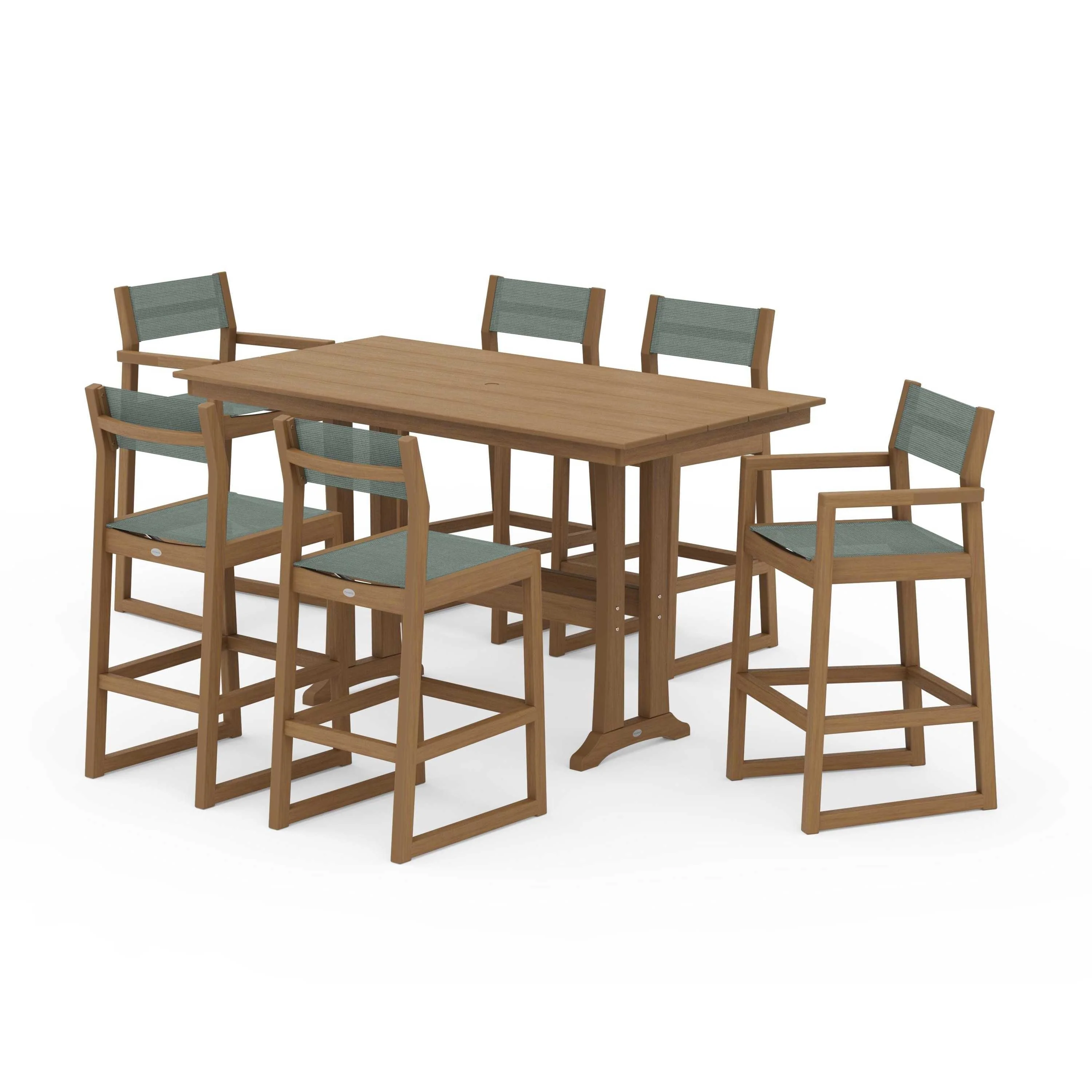 EDGE Sling 7-Piece Farmhouse Bar Set with Trestle Legs - Image 66