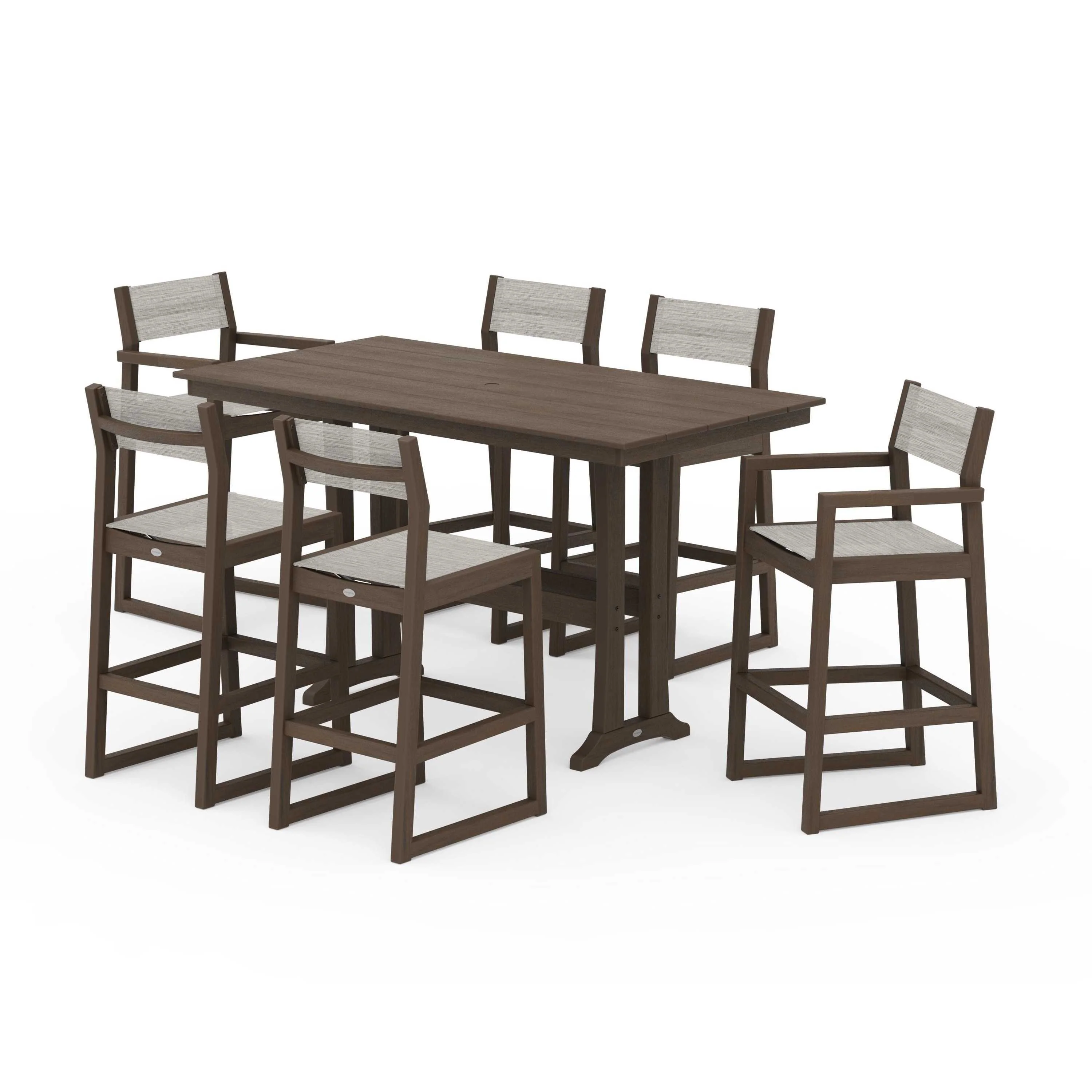 EDGE Sling 7-Piece Farmhouse Bar Set with Trestle Legs - Image 72