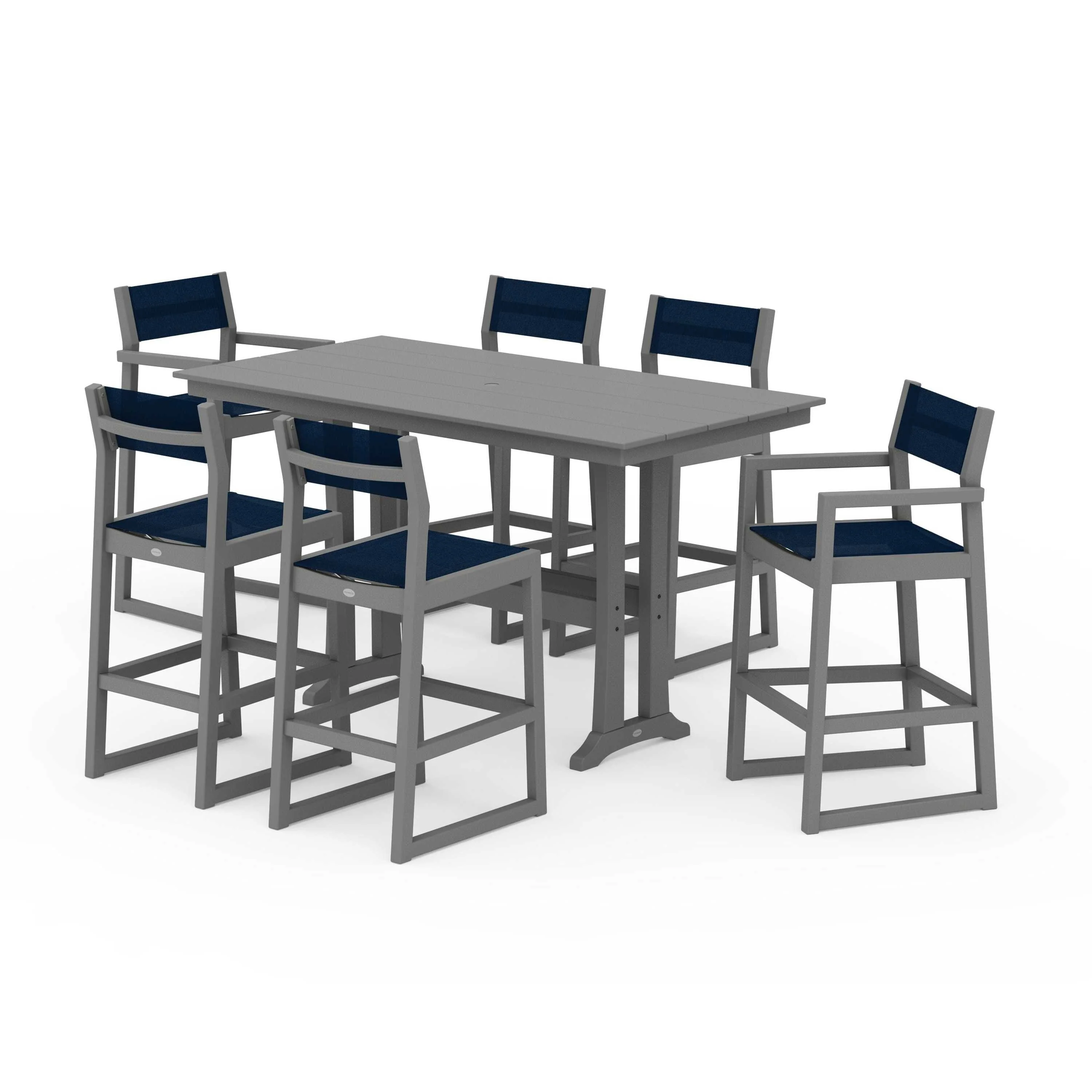 EDGE Sling 7-Piece Farmhouse Bar Set with Trestle Legs - Image 78