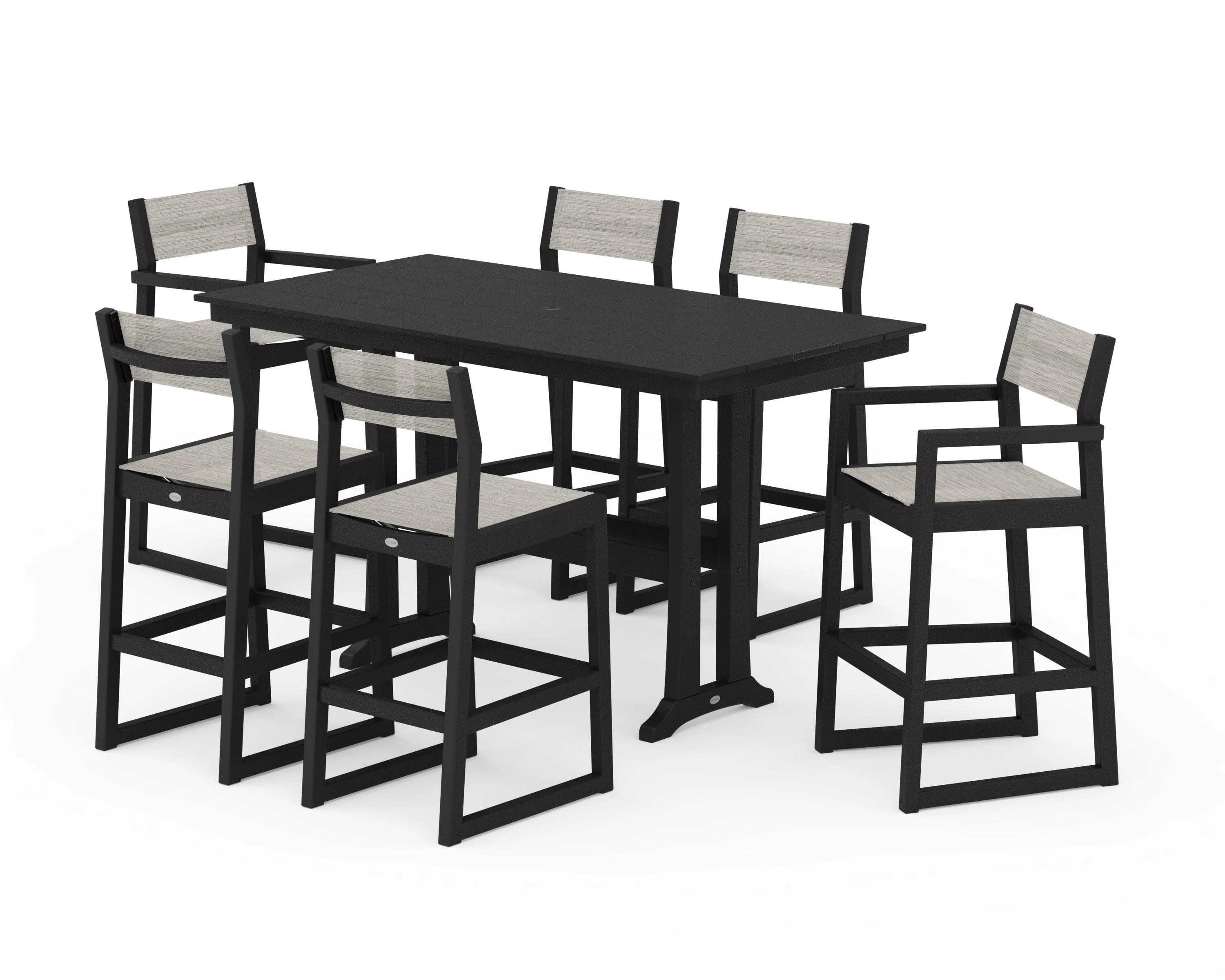 EDGE Sling 7-Piece Farmhouse Bar Set with Trestle Legs - Image 8
