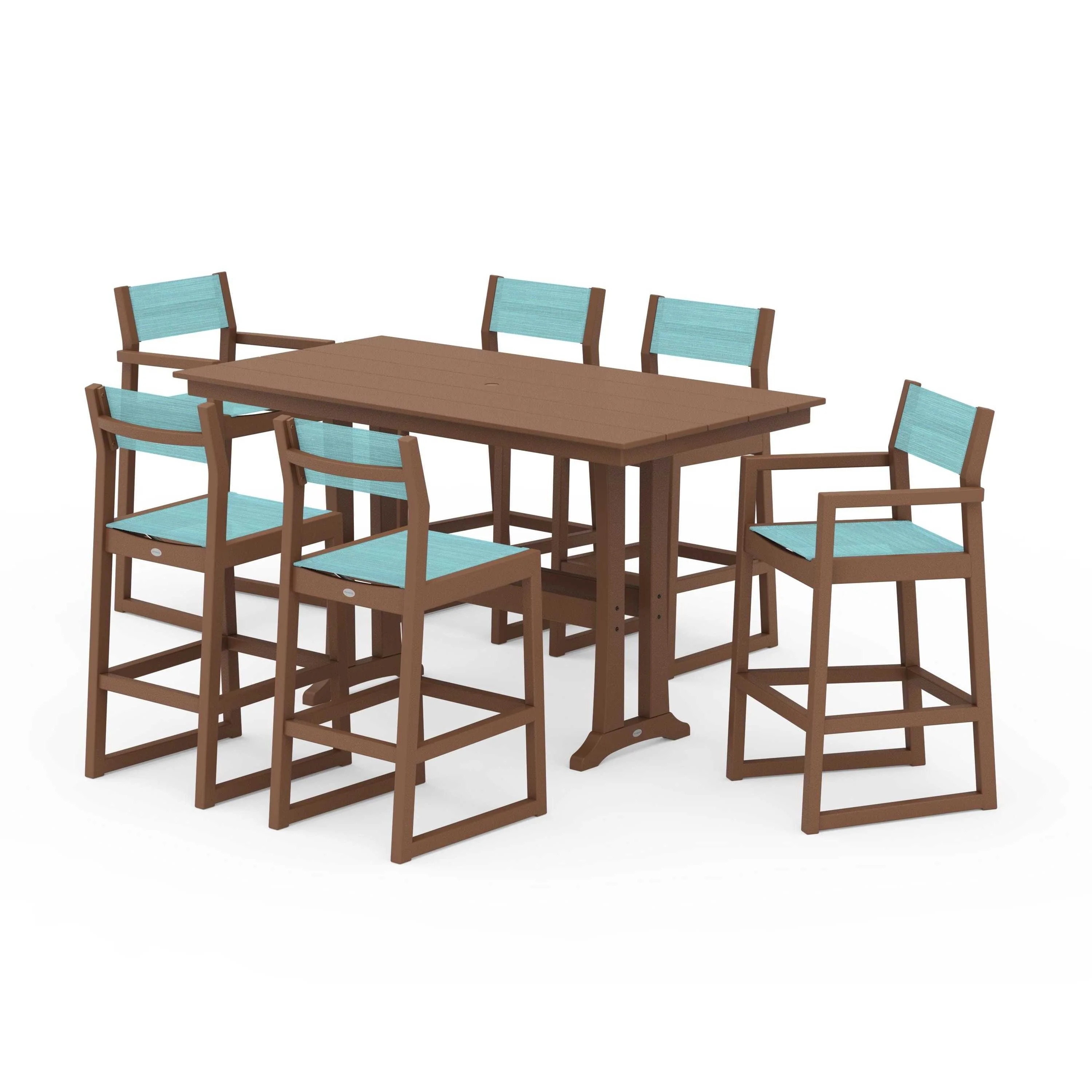 EDGE Sling 7-Piece Farmhouse Bar Set with Trestle Legs - Image 82