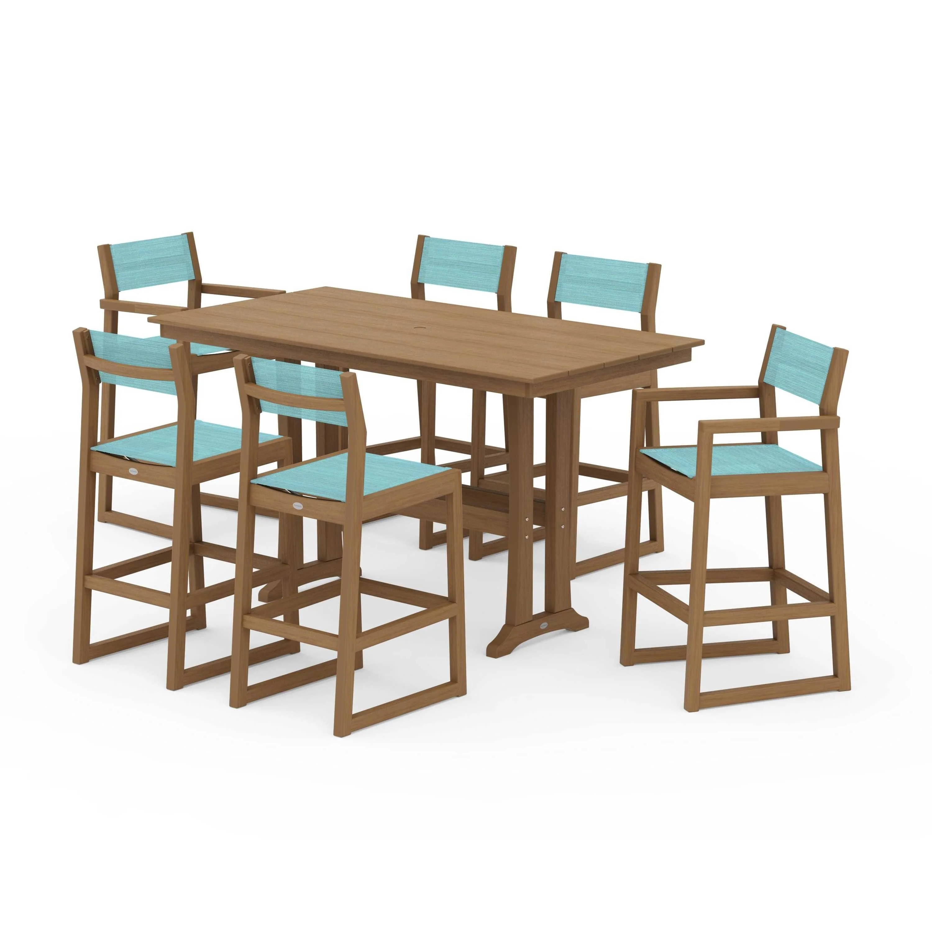 EDGE Sling 7-Piece Farmhouse Bar Set with Trestle Legs - Image 84