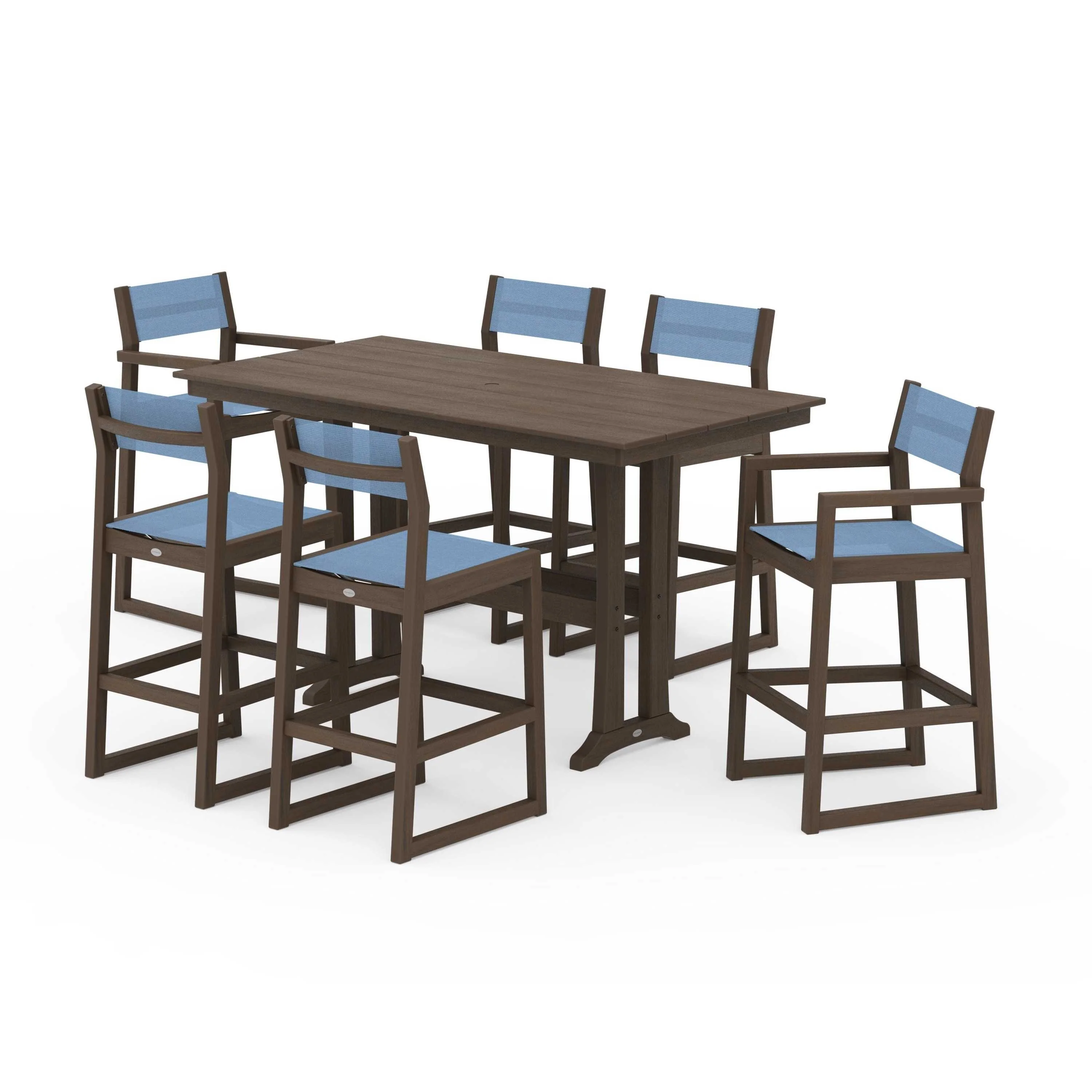 EDGE Sling 7-Piece Farmhouse Bar Set with Trestle Legs - Image 85