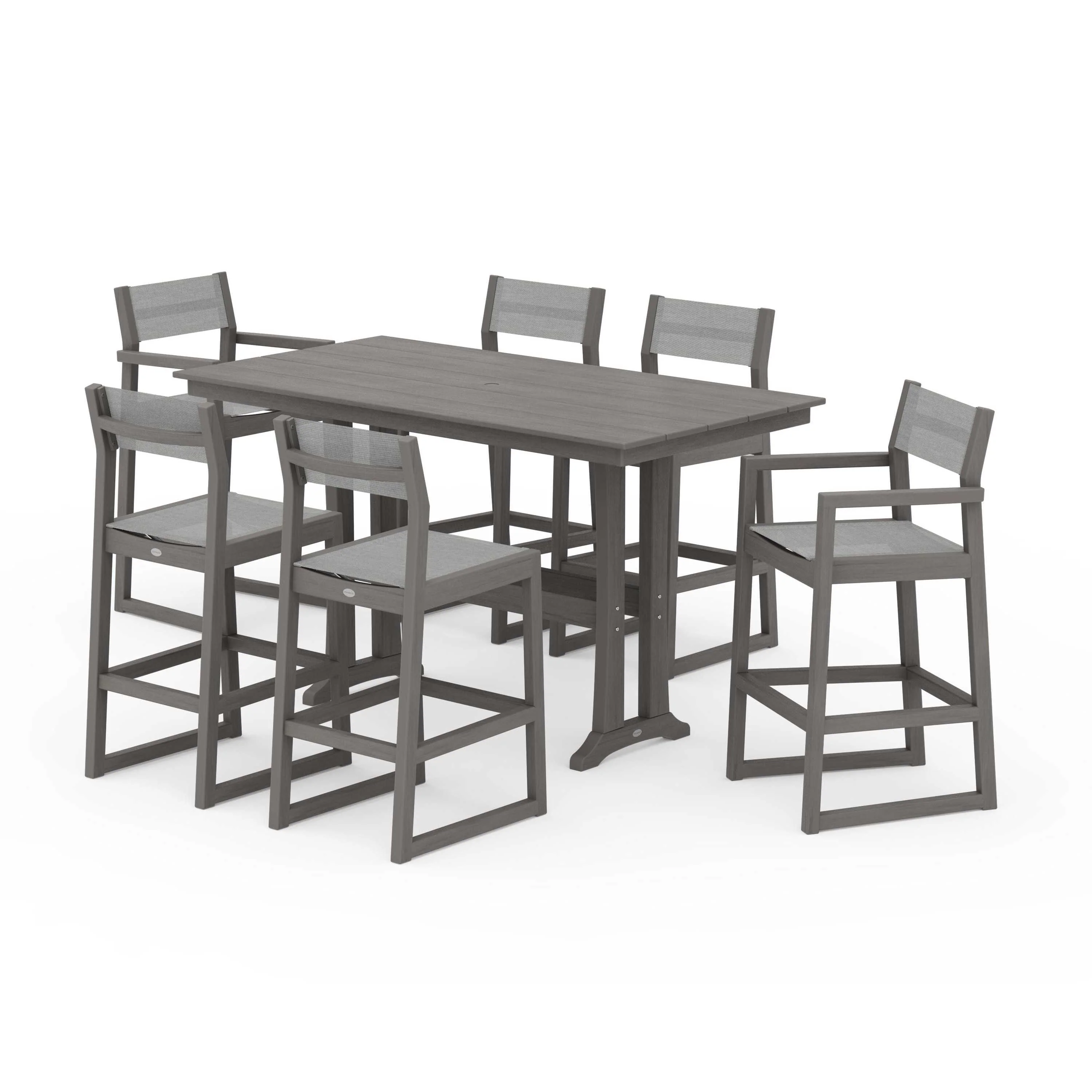 EDGE Sling 7-Piece Farmhouse Bar Set with Trestle Legs - Image 87
