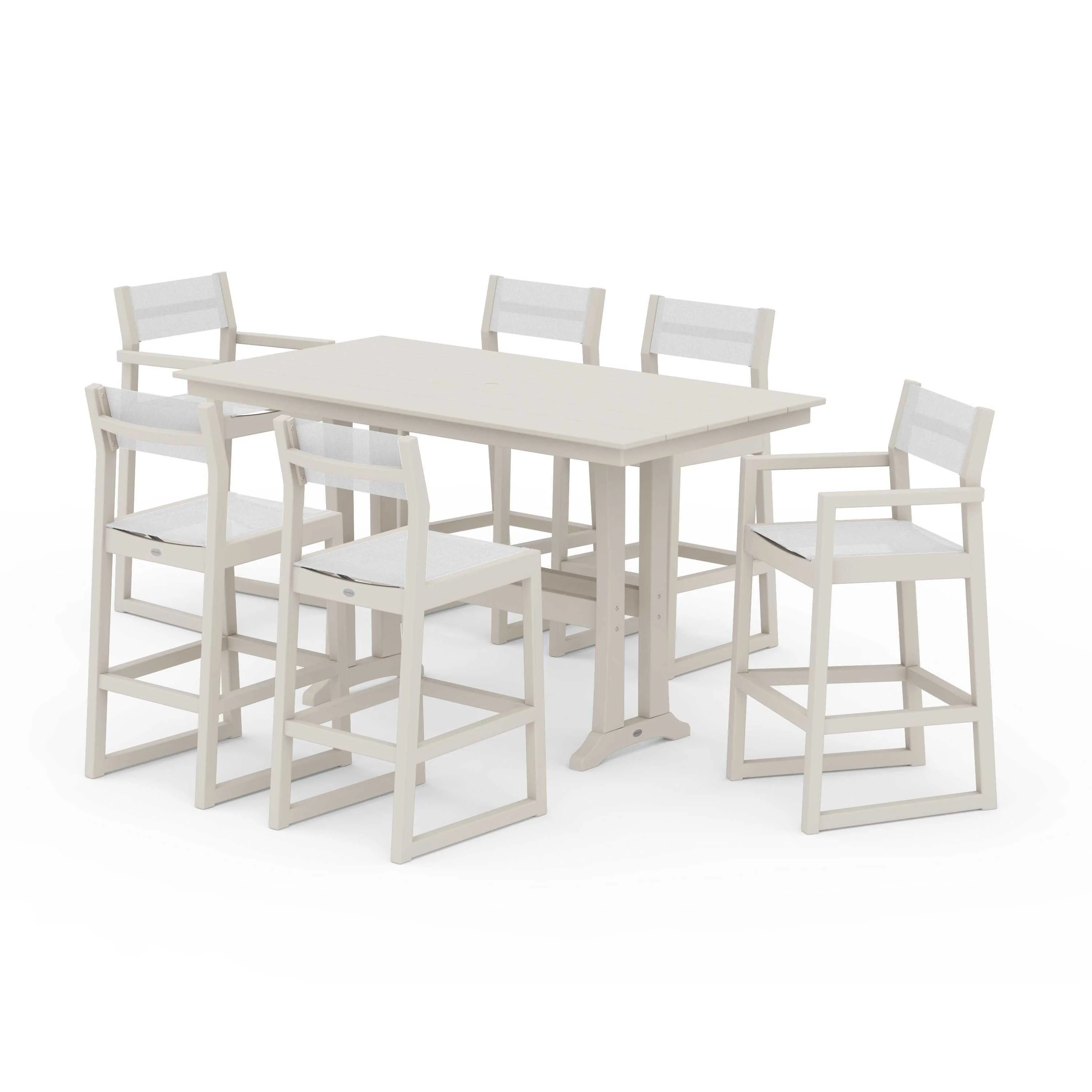 EDGE Sling 7-Piece Farmhouse Bar Set with Trestle Legs - Image 92