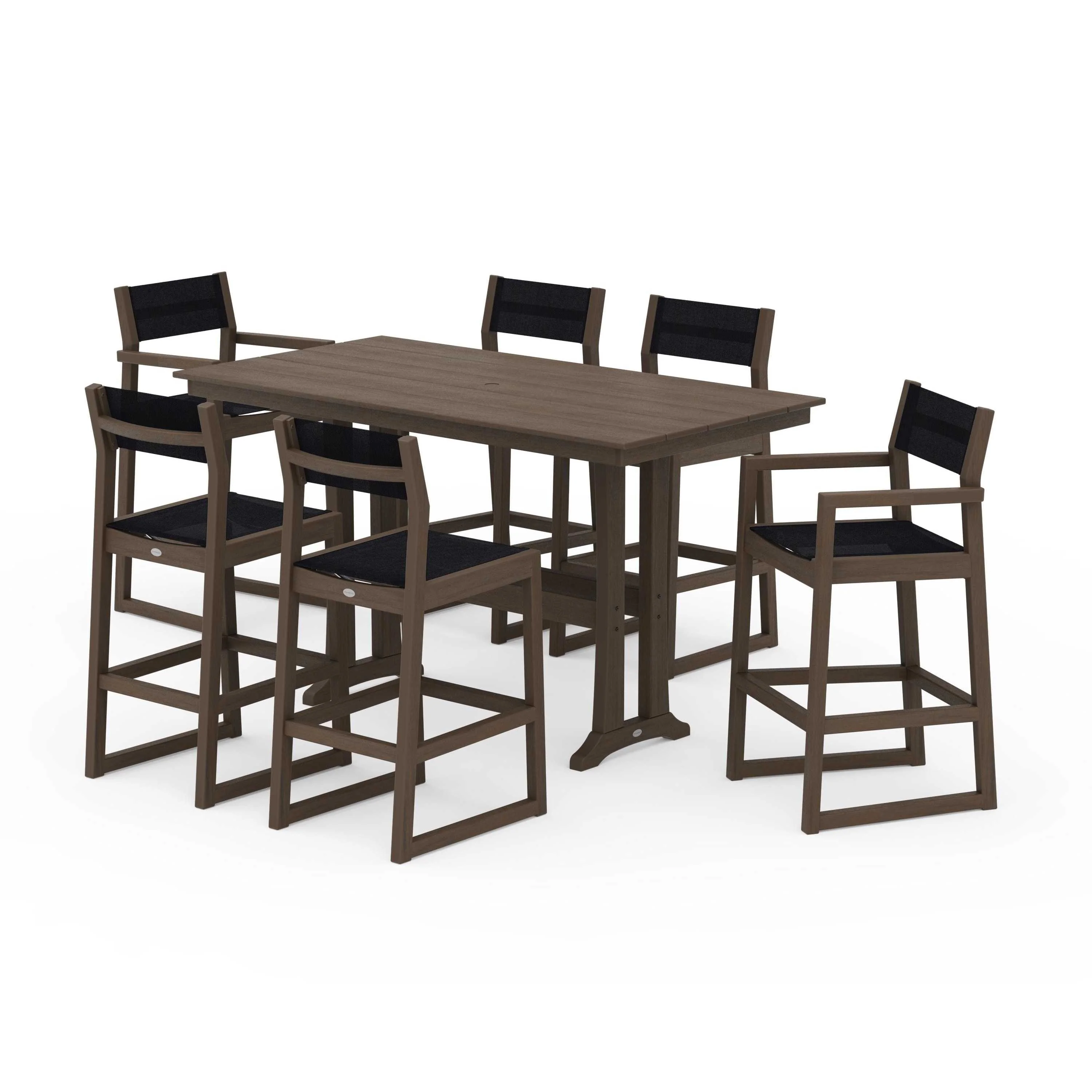 EDGE Sling 7-Piece Farmhouse Bar Set with Trestle Legs - Image 93